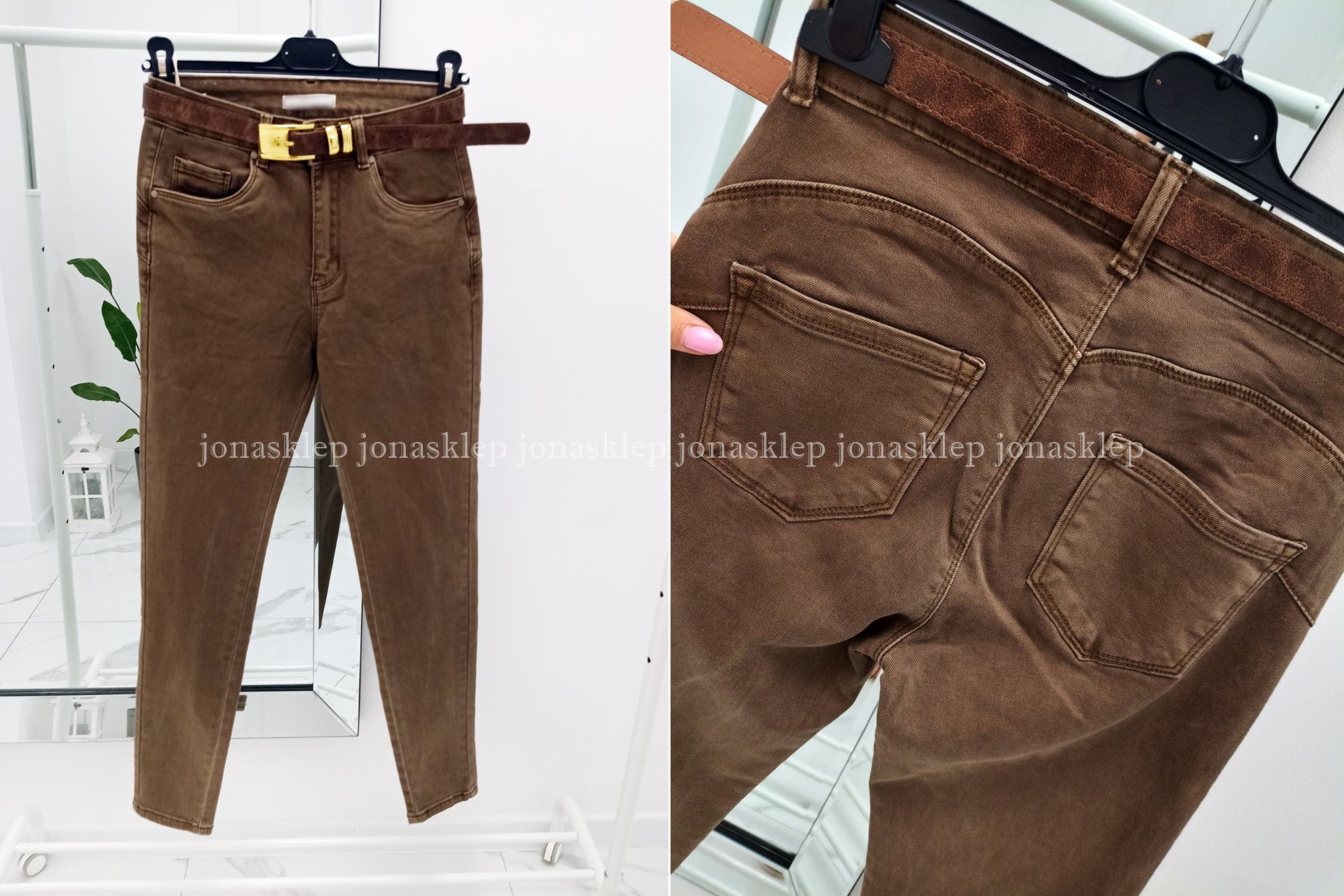 Jeansy czekoladowe PUSH UP casual  PLUS SIZE