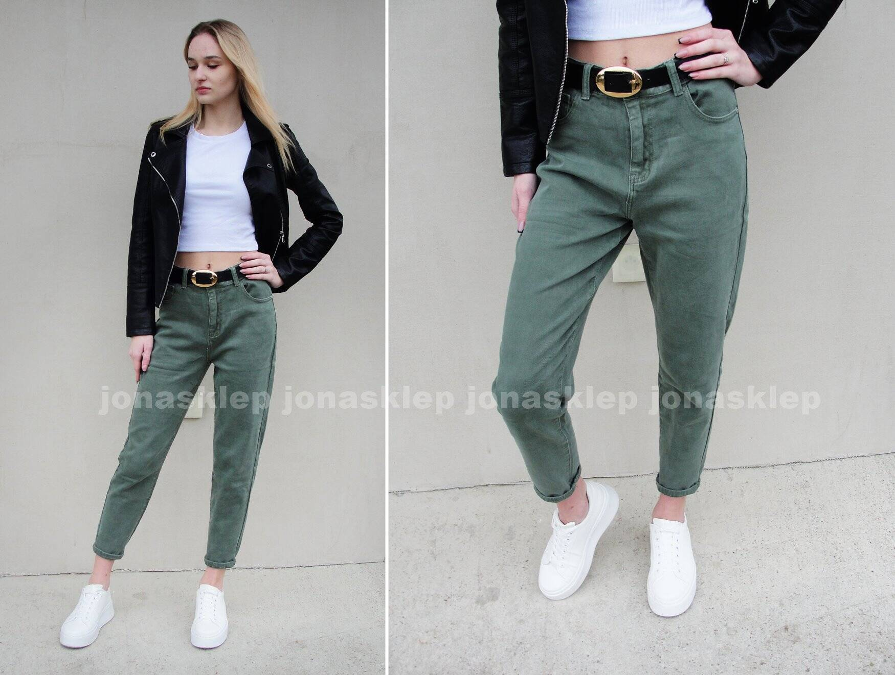 Boyfriend KHAKI luźne jeansy baggy lau