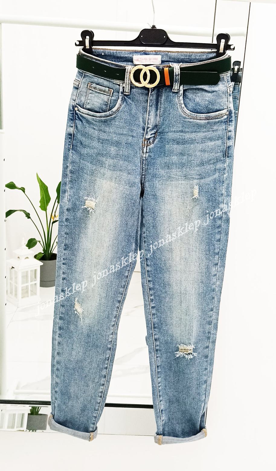 Maybe mom fit casual baggy pasek dziury
