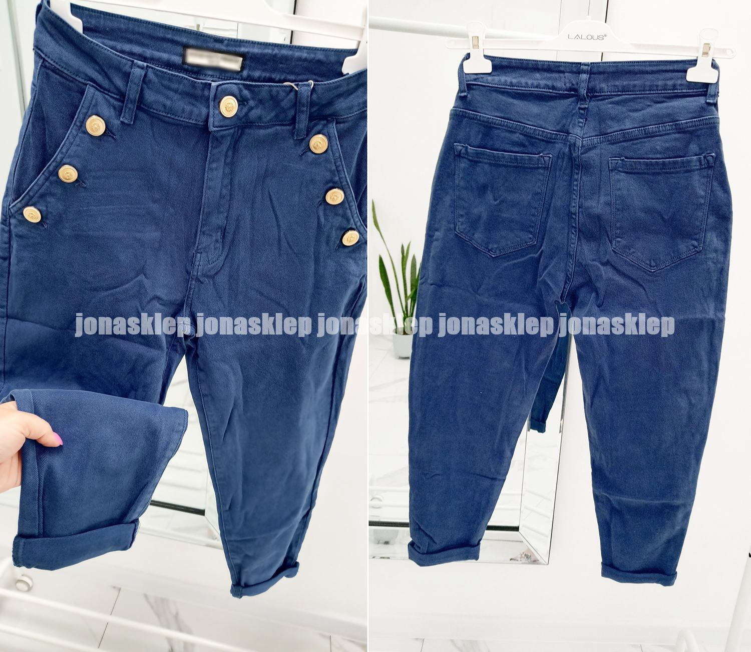 BLUE RURKI jeans SLIM FIT guziki BUTTON plus size
