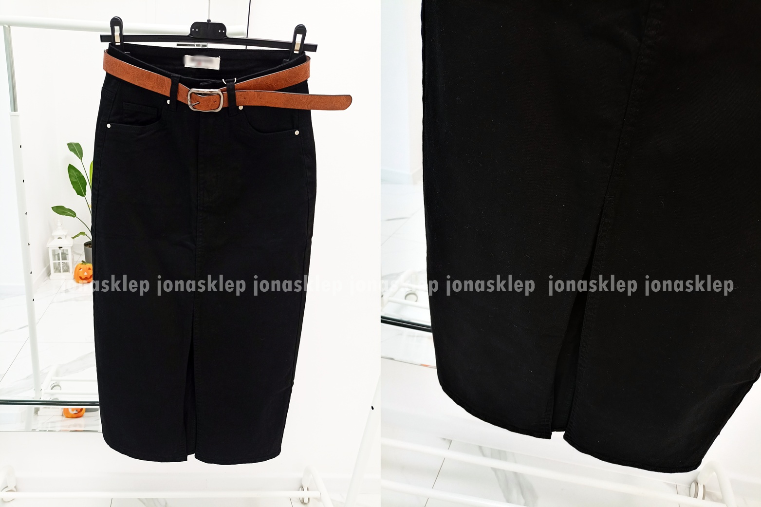 Elegancka BLACK Spódnica MAXI MIDI rozporek PLUS SIZE