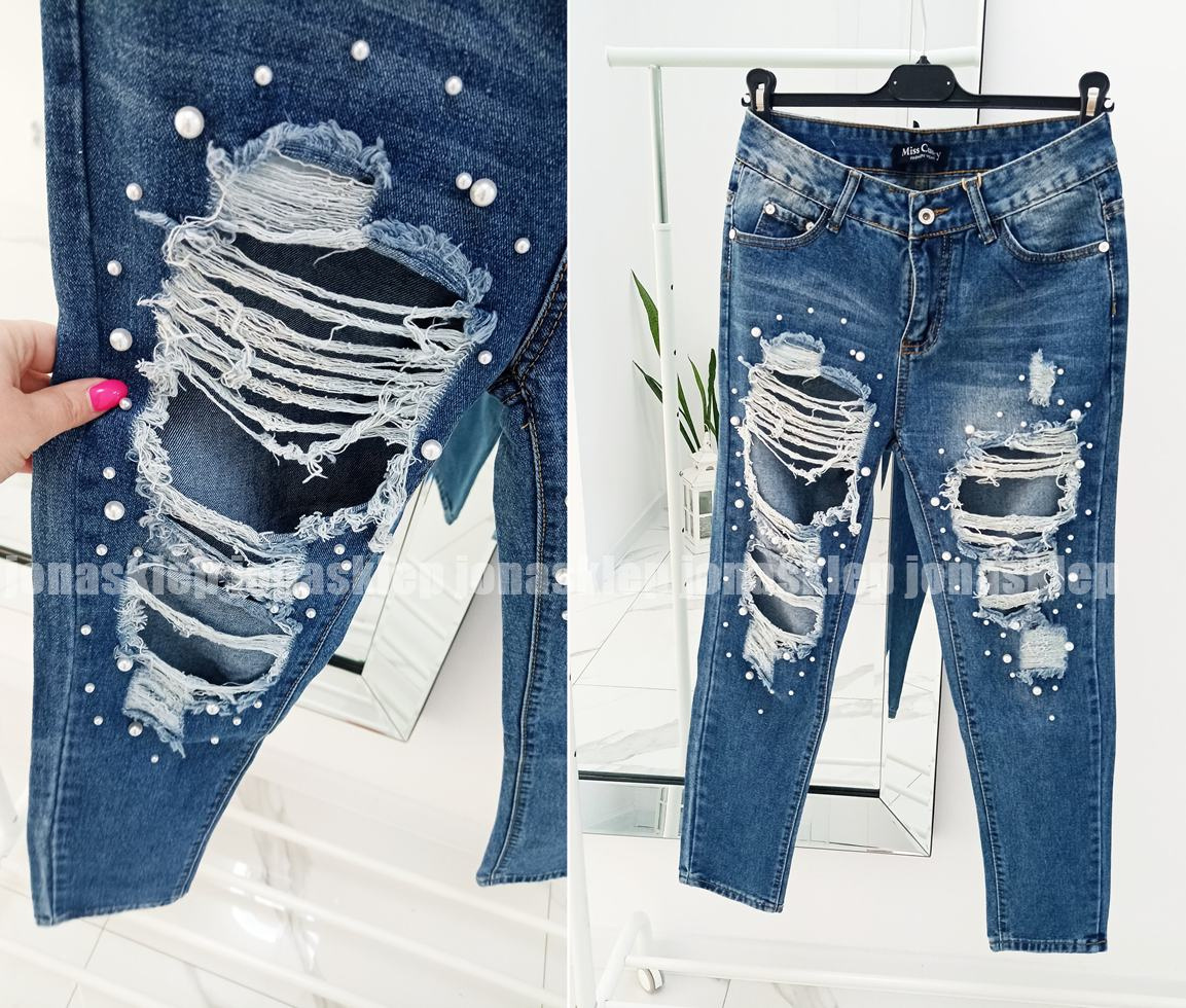 UNIKALNE JEANSY HOLES PEARL dziury