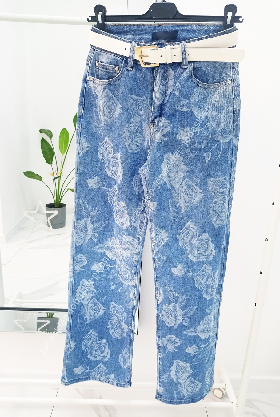 Jeansy w kwiaty LOOSE FIT SZEROKIE jeansy PLUS SIZE 