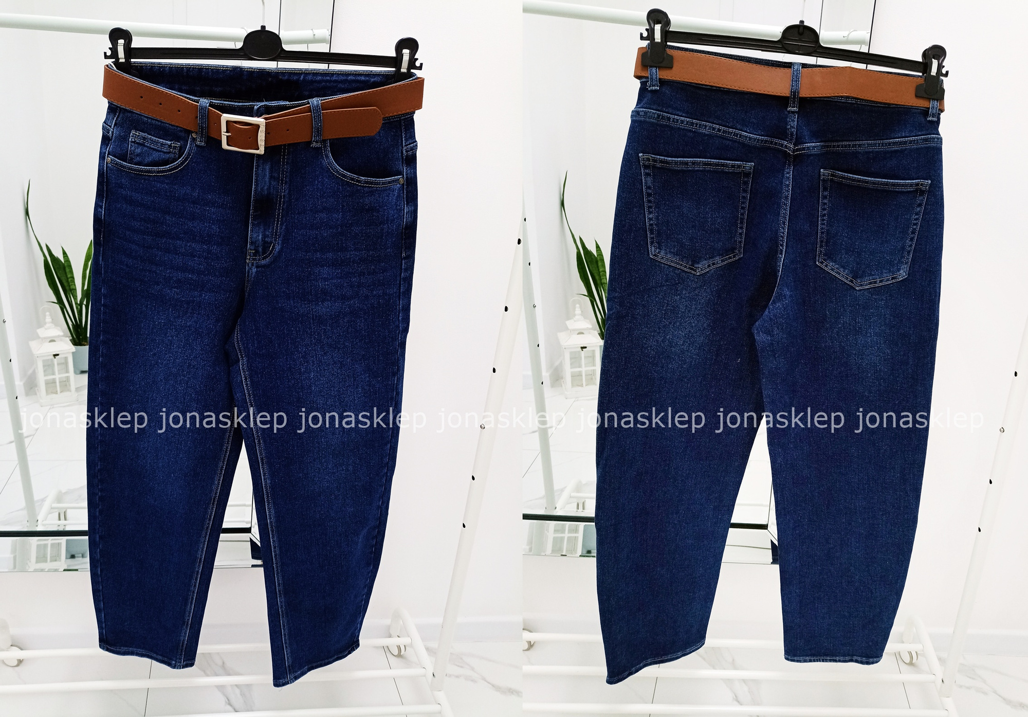 BALLON JEANS casual blue dark PASEK PLUS SIZE