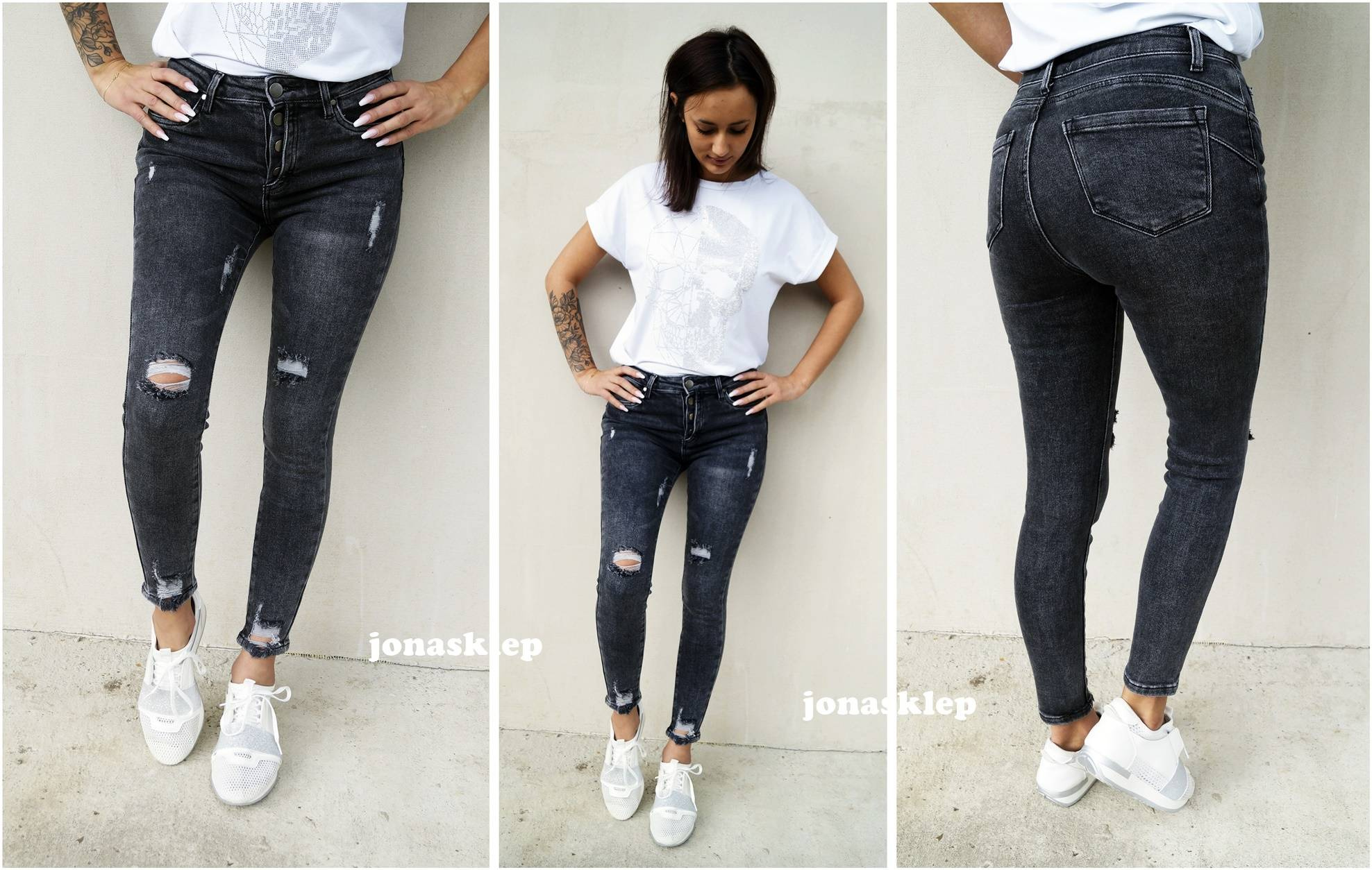 NEW zdobienia JEANS PUSH UP gray pas