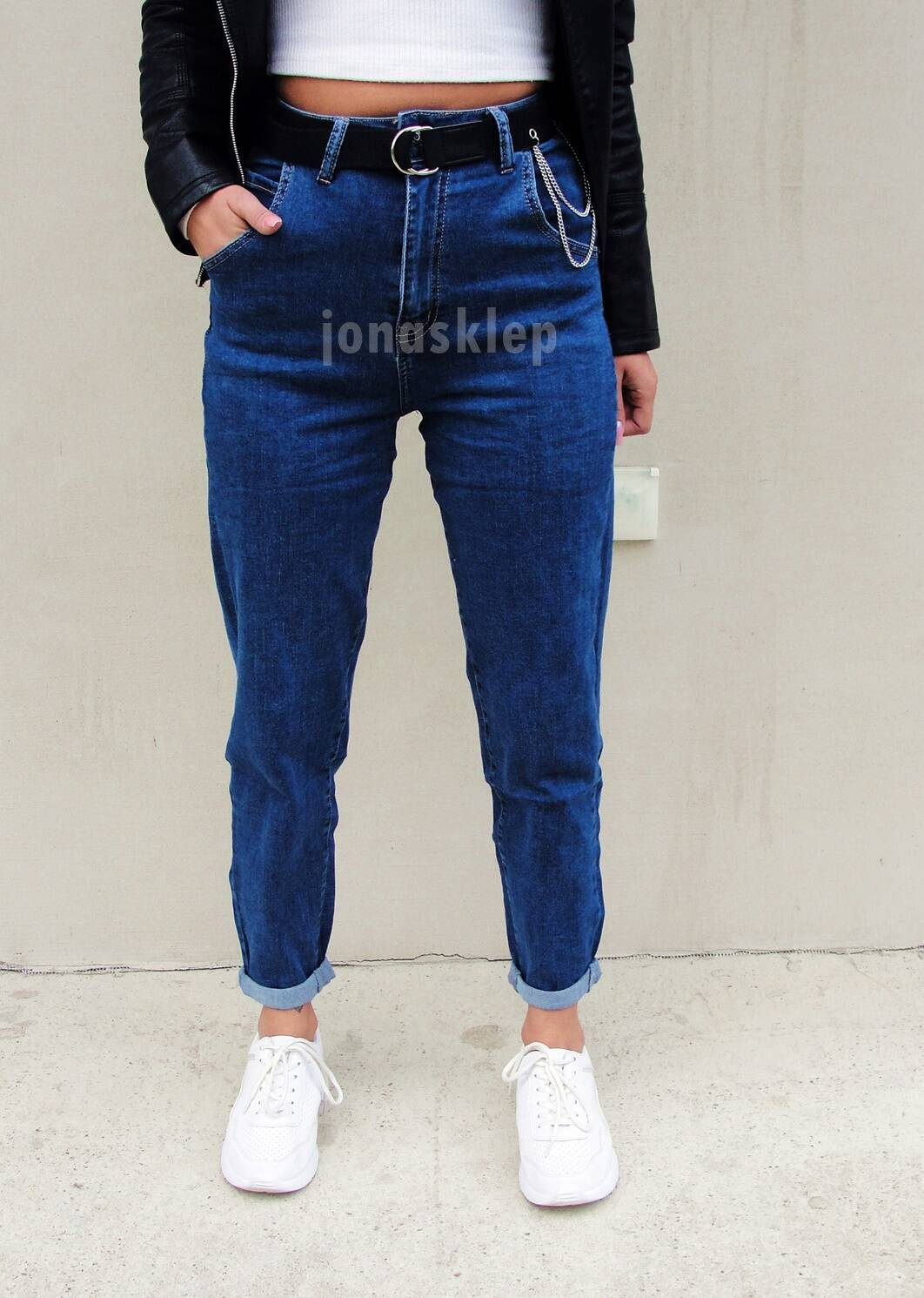 LUŹNE boyfriendy baggy gumka elastic pasek