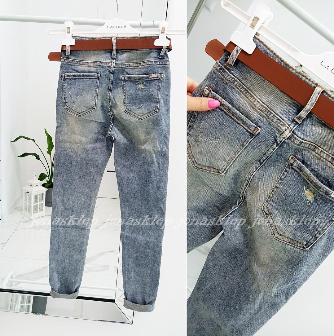 Holes slim fit classic jeans z dziurami PASEK