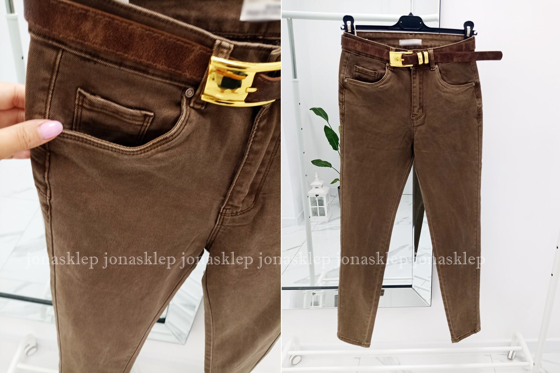 Jeansy czekoladowe PUSH UP casual  PLUS SIZE