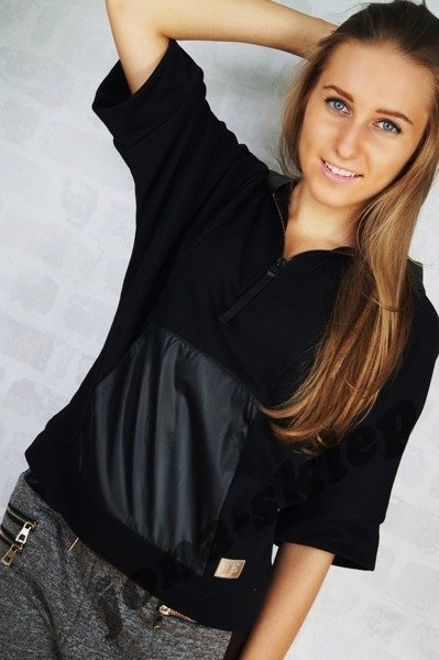 CASUAL BLUZA Z KIESZONKĄ black czarna