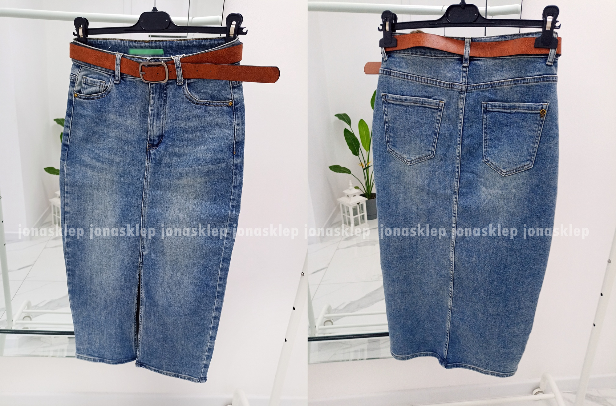 Elegancka jeans Spódnica MAXI MIDI rozporek PLUS SIZE