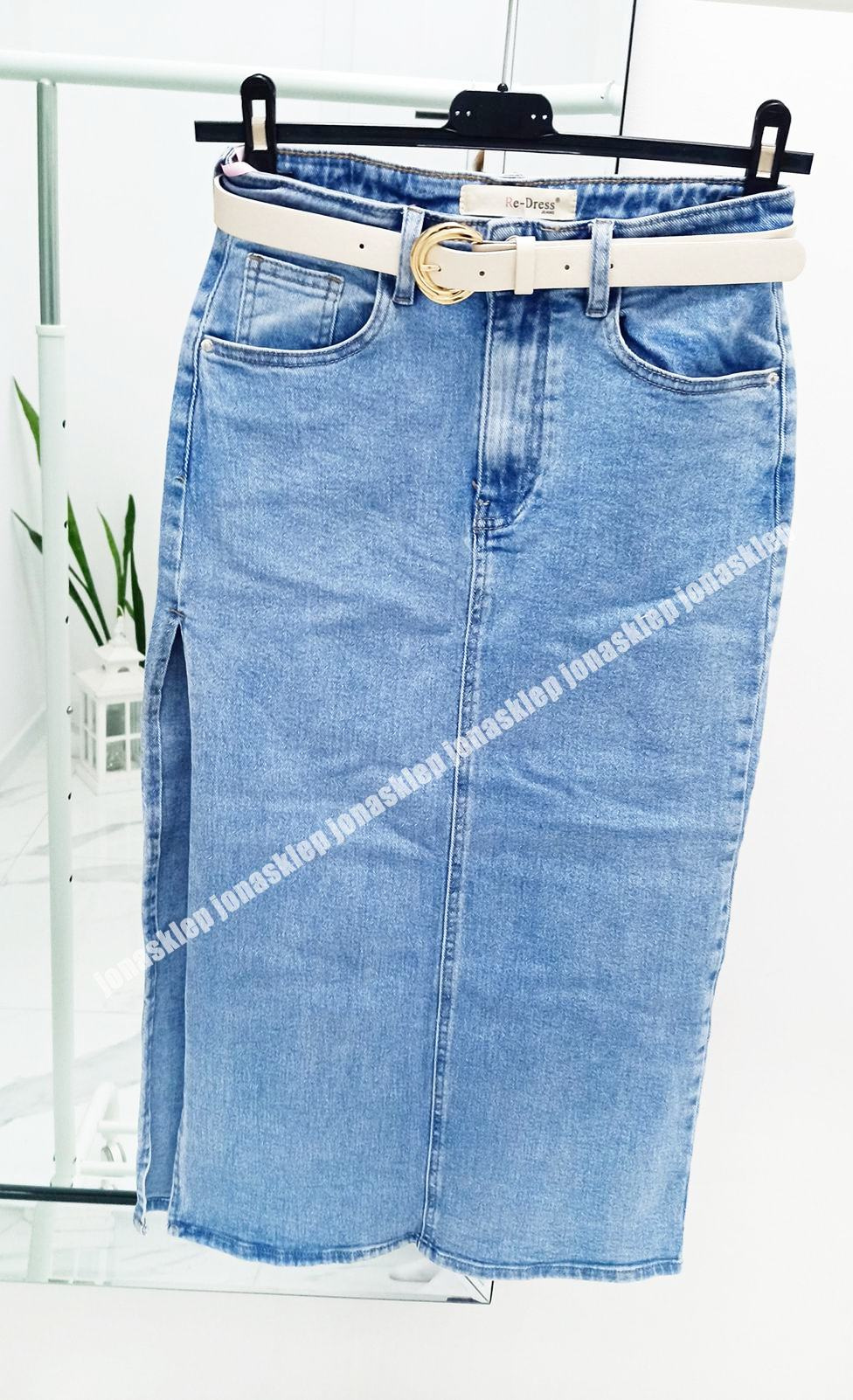 Jeansowa Spódnica MAXI MIDI rozporek jasna