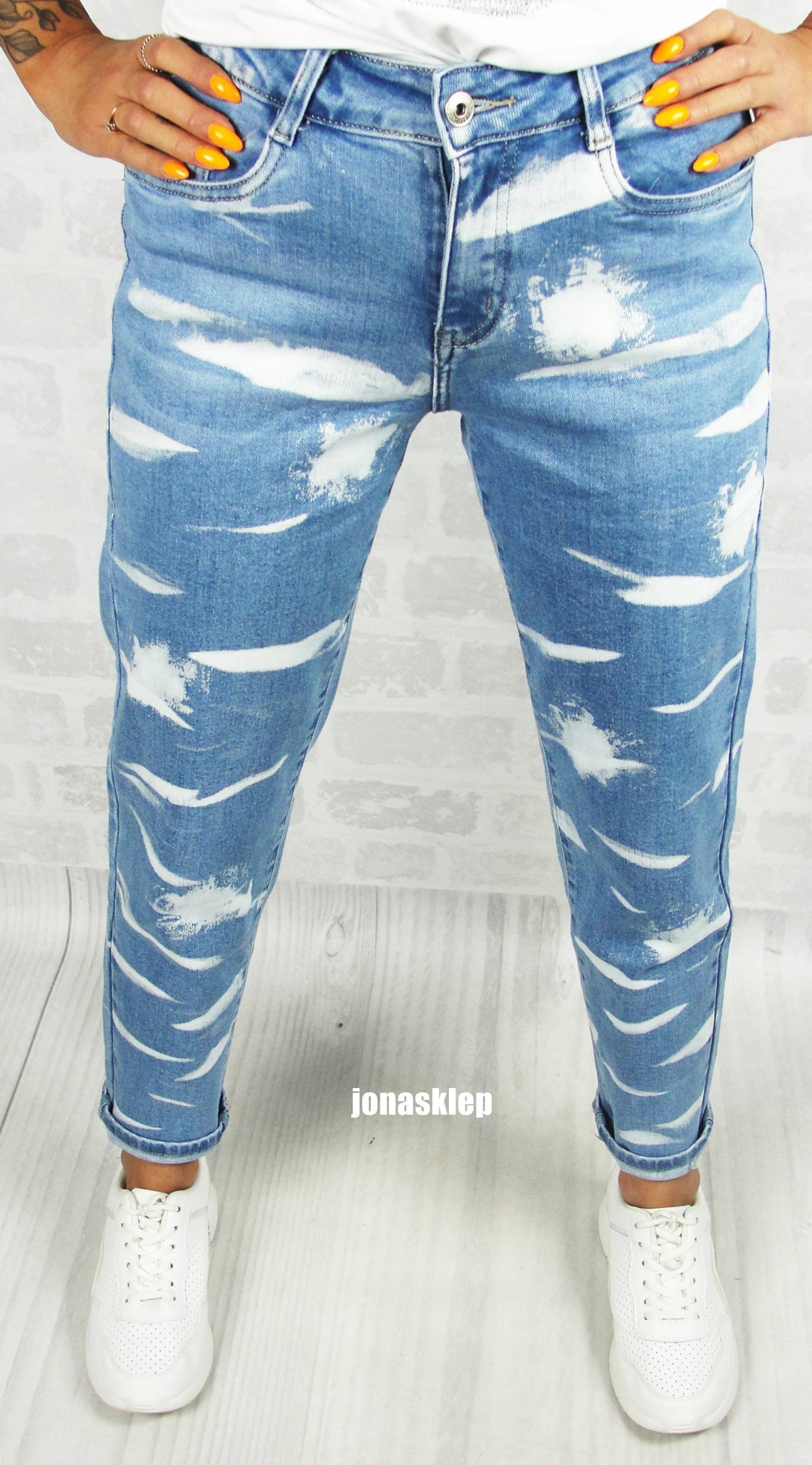 BAGGY jeansy print Nadruk PREMIUM