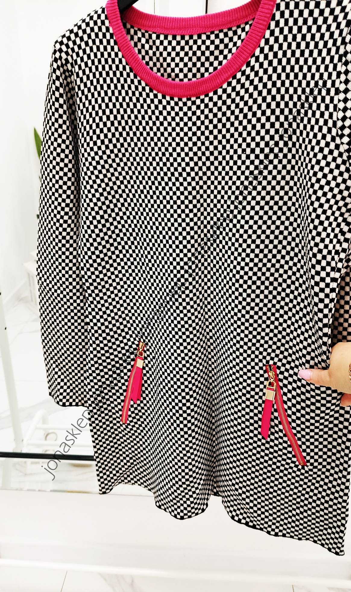 HOT bluzka sweter kratka BLACK/WHITE/PINK