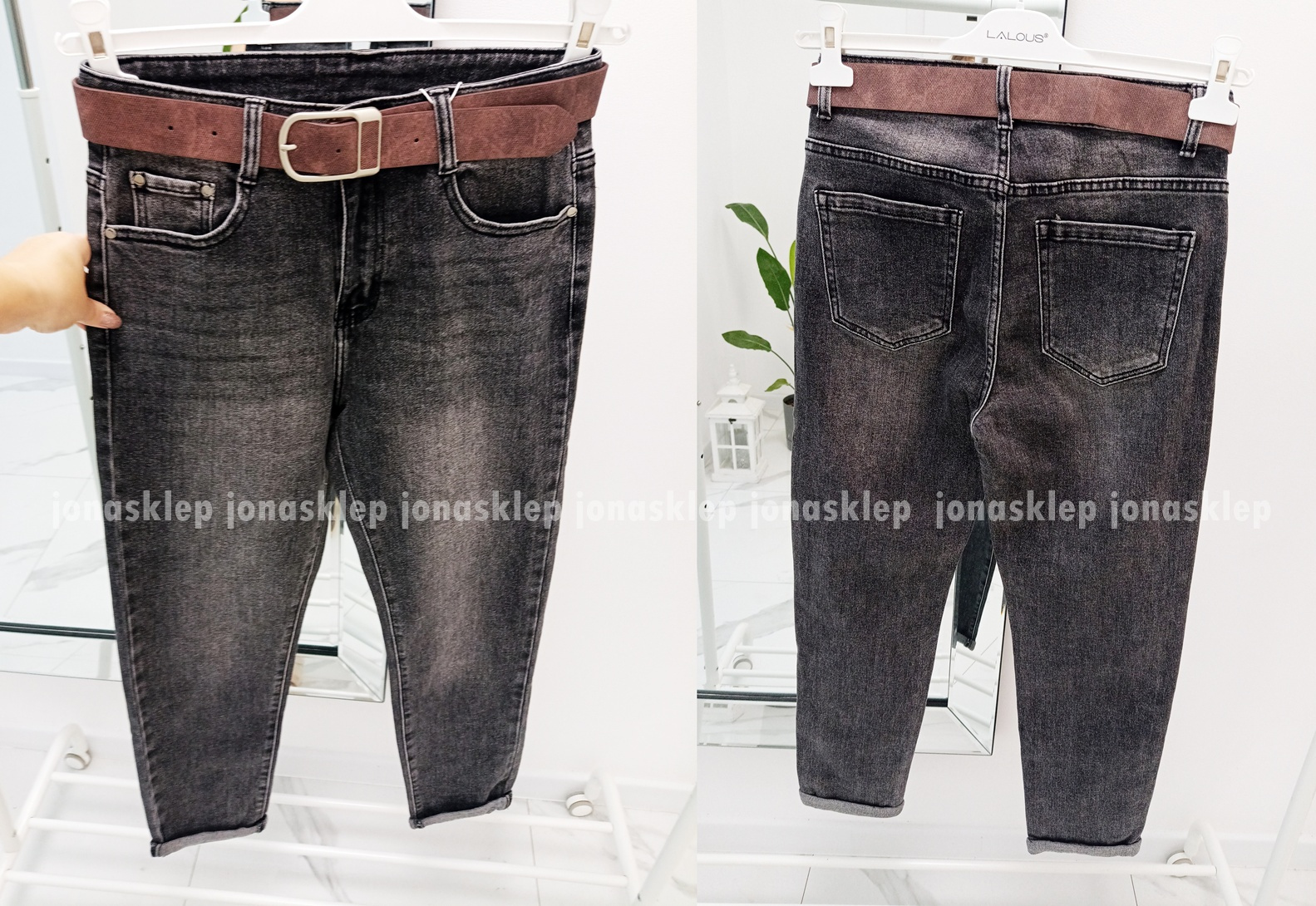 MAYBE mom fit casual GRAY baggy PLUS SIZE pasek