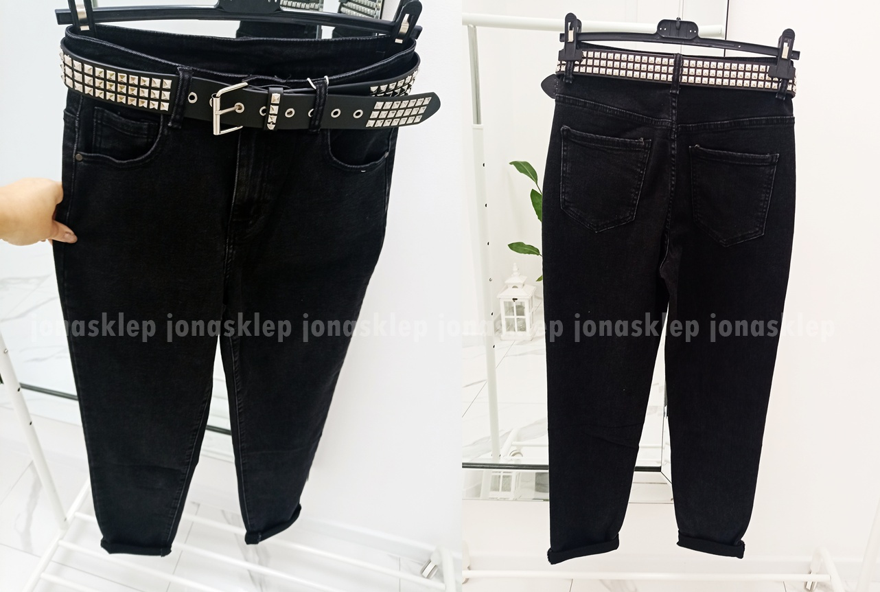 MAYBE mom fit casual BLACK czarne baggy PLUS SIZE