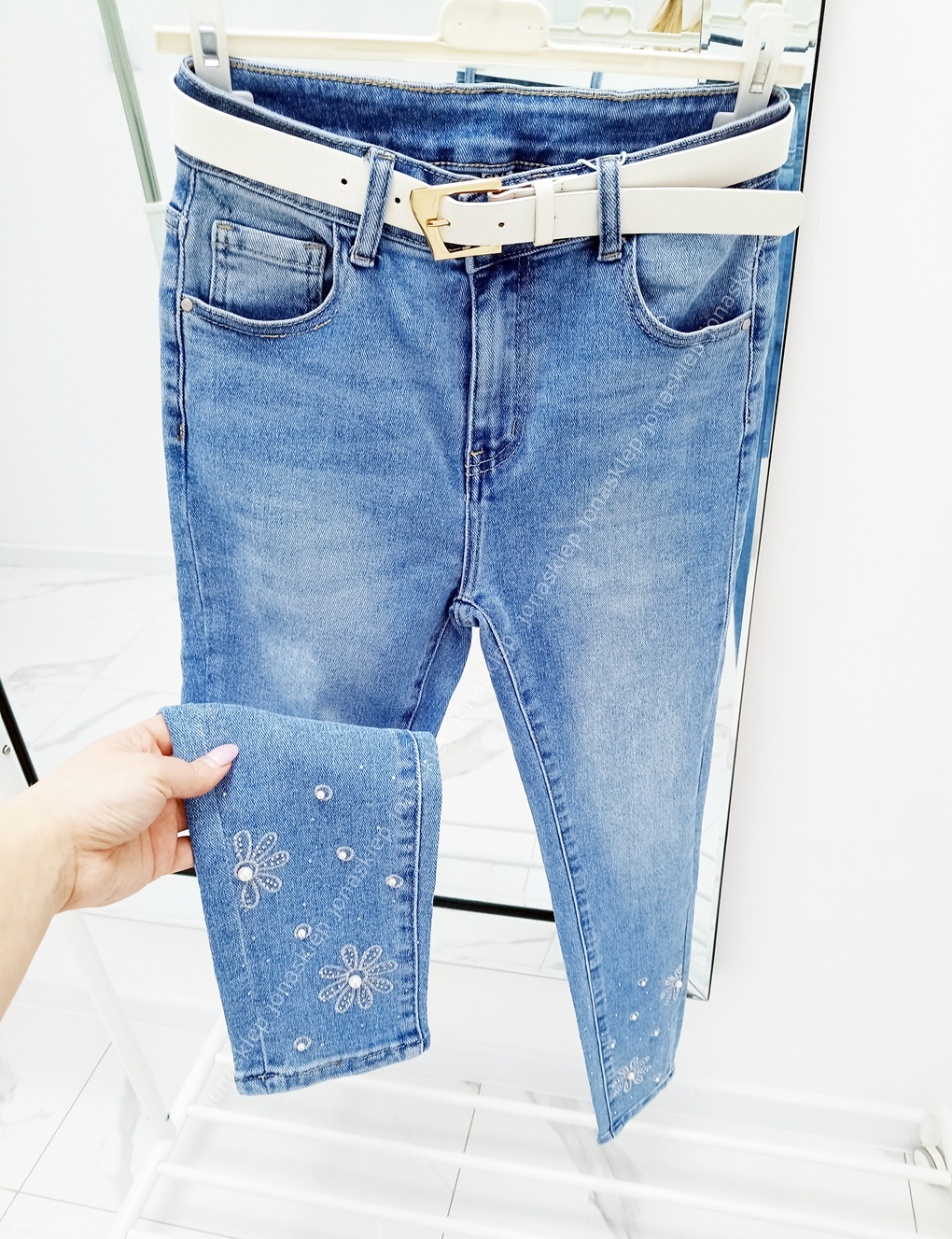 NEW LOOK jasne rurki DŻETY NOGAWKI KWIATY haftPLUS SIZE