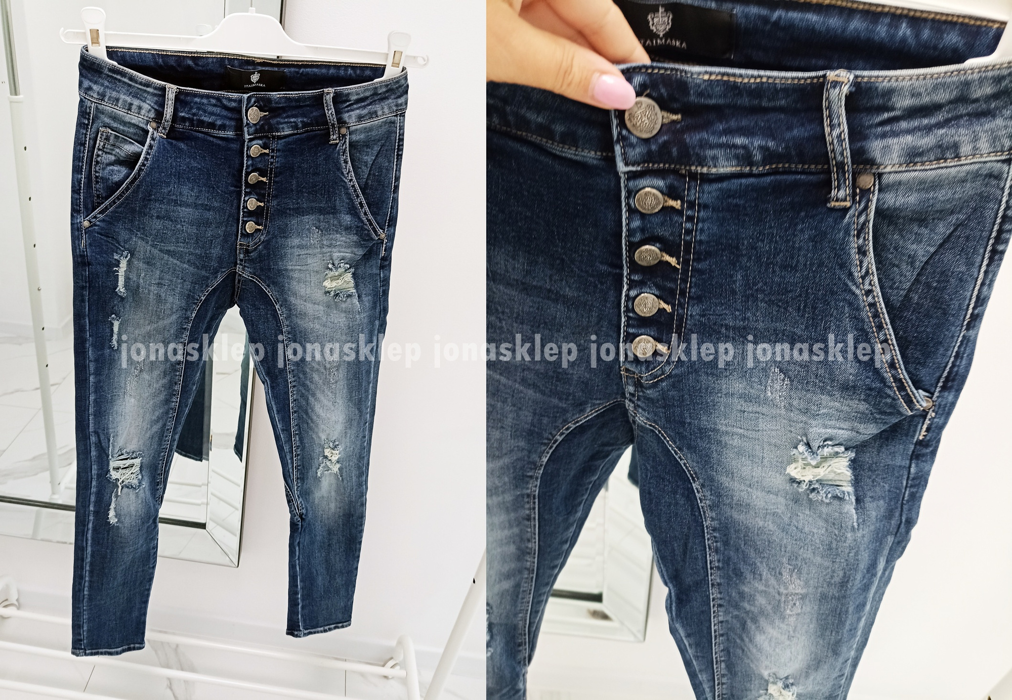 Boyfriend mom fit przeszycia Baggy