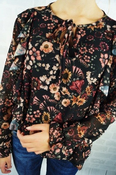 Elegancka koszula FLOWERS AUTUMN falbanka