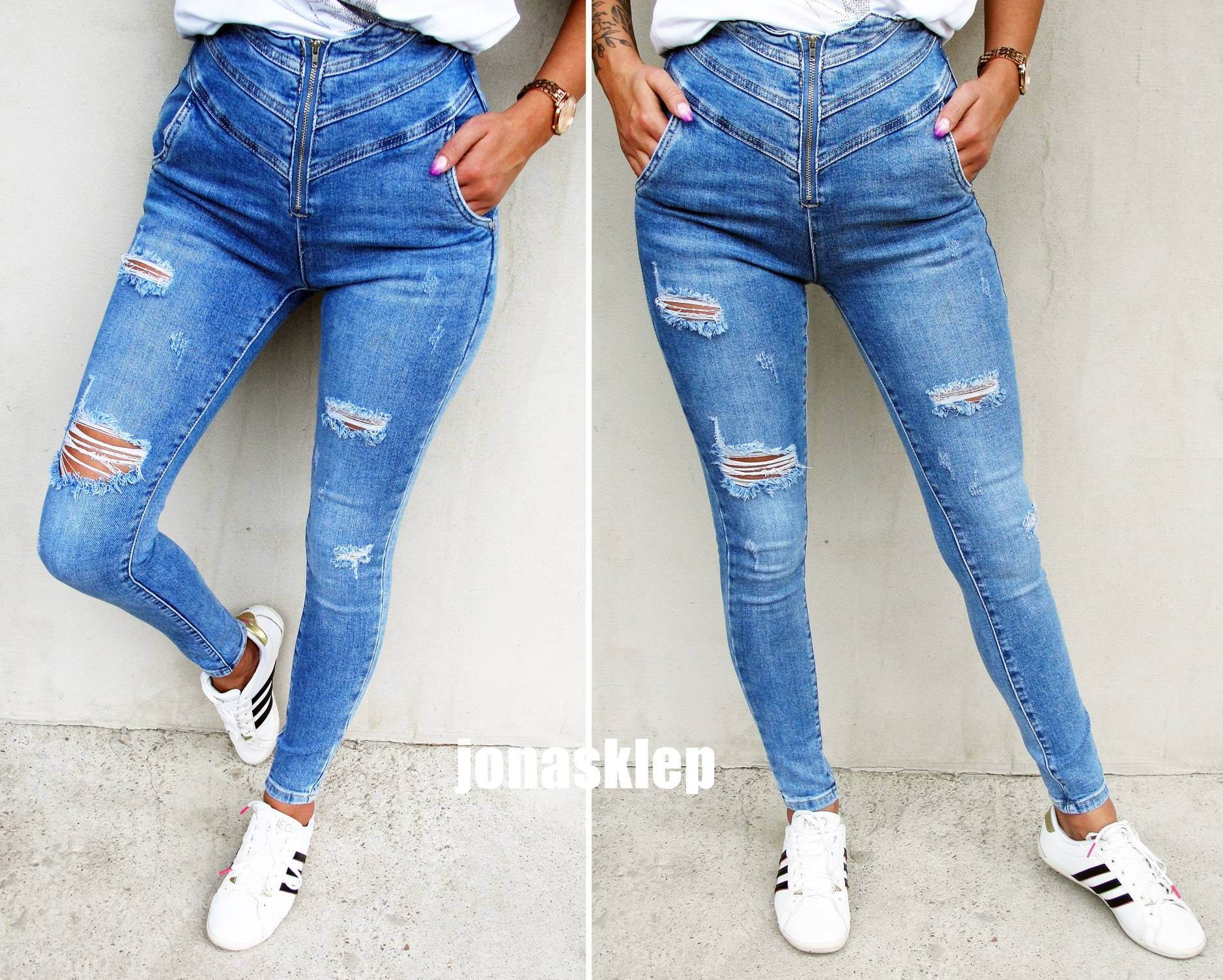 CLASSIC zamek pas jeansy pas LADY dziury