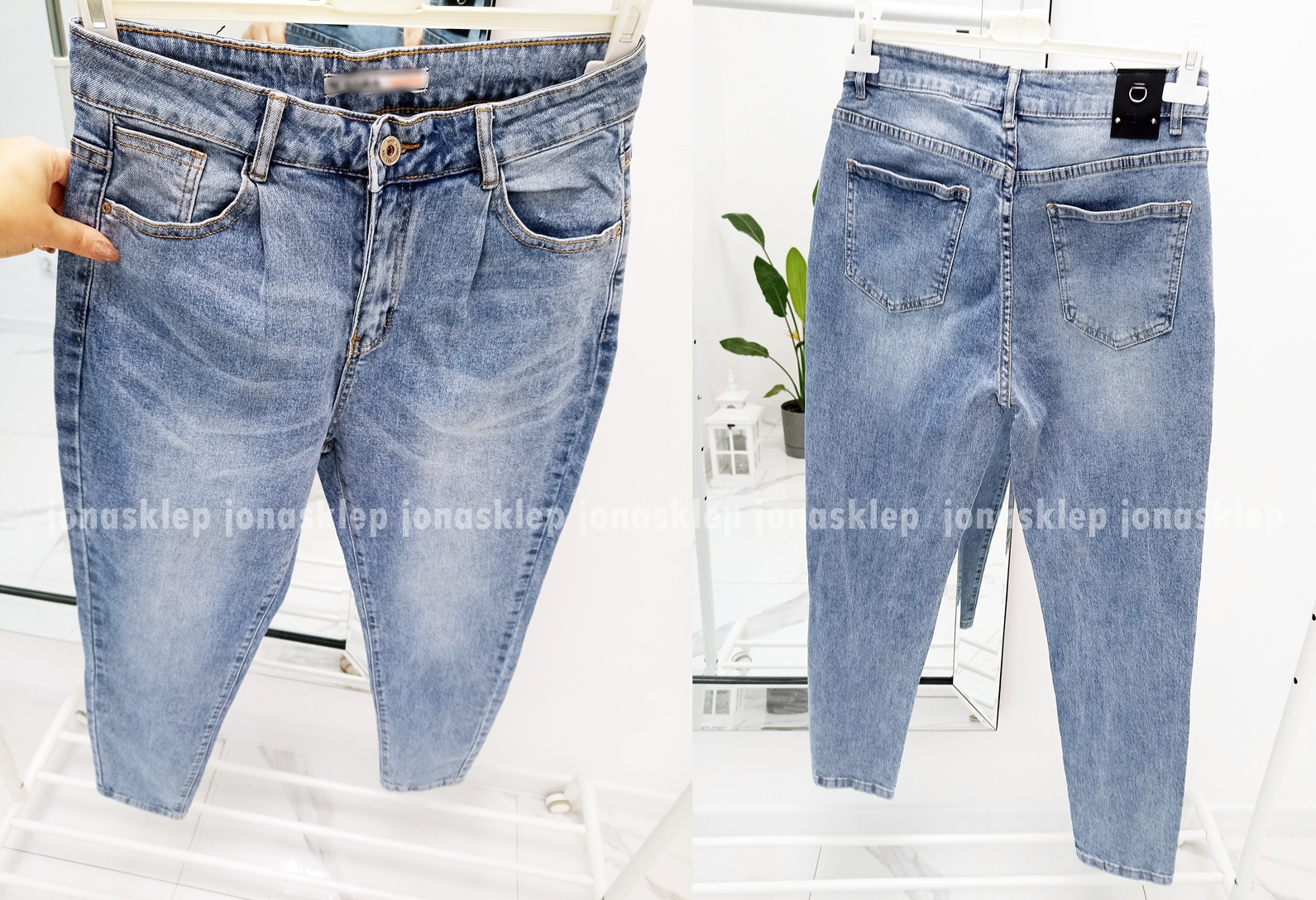 Jasne spodnie MOM FIT chinos zaszewki PLUS SIZE 
