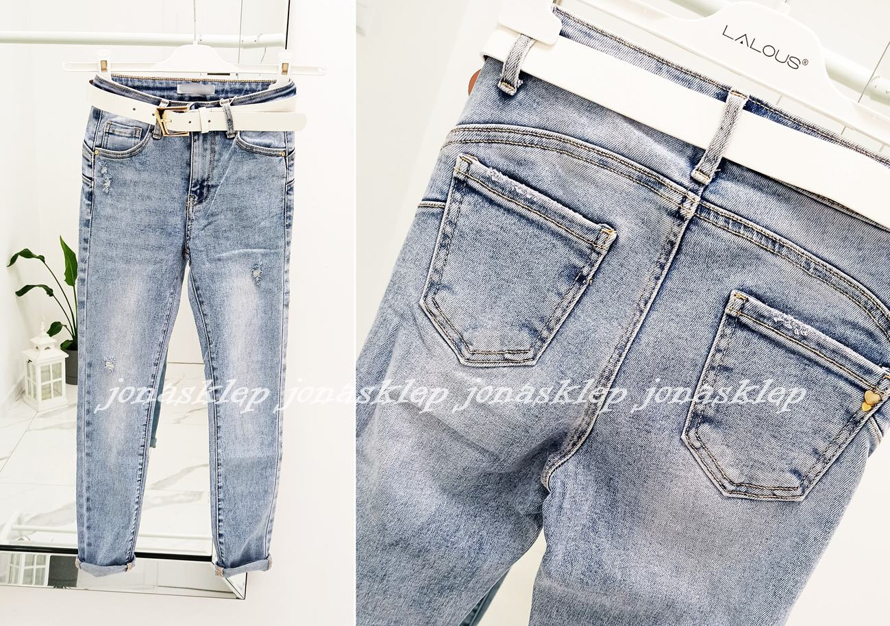 Marmurkowe jasne slim fit casual vintage PASEK