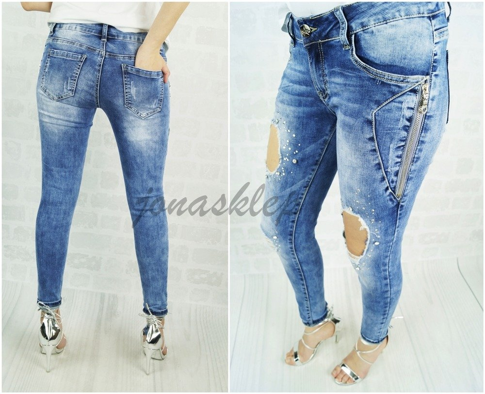 cygaretki JEANS DŻETY DZIURY zamki biodra