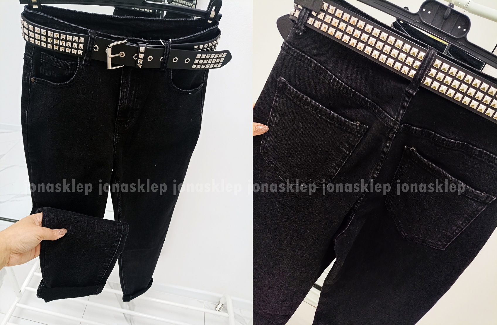 MAYBE mom fit casual BLACK czarne baggy PLUS SIZE