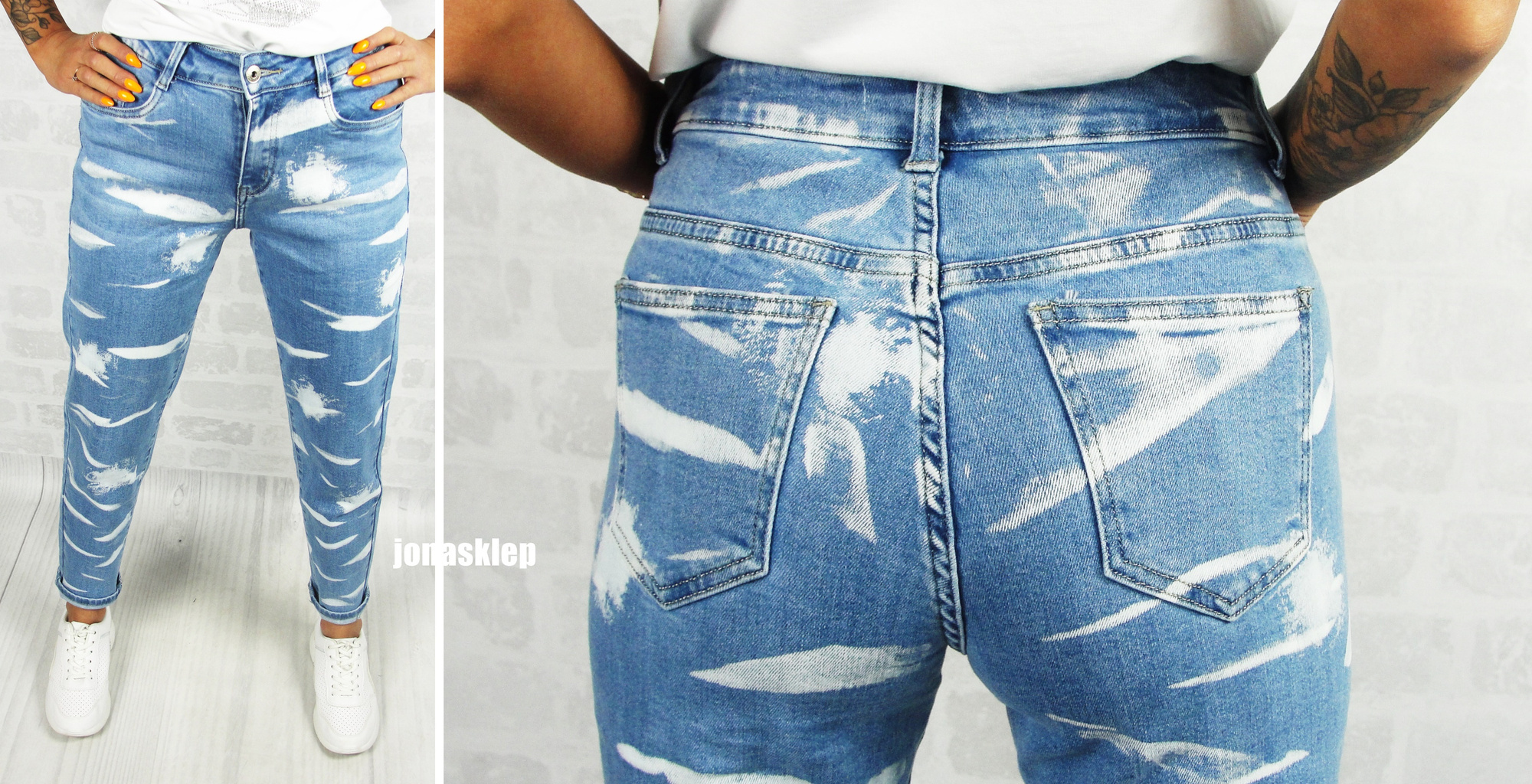 BAGGY jeansy print Nadruk PREMIUM