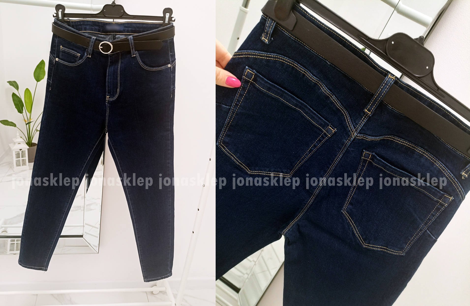 Ciemne jeansy DAMSKIE rurki push up PLUS SIZE