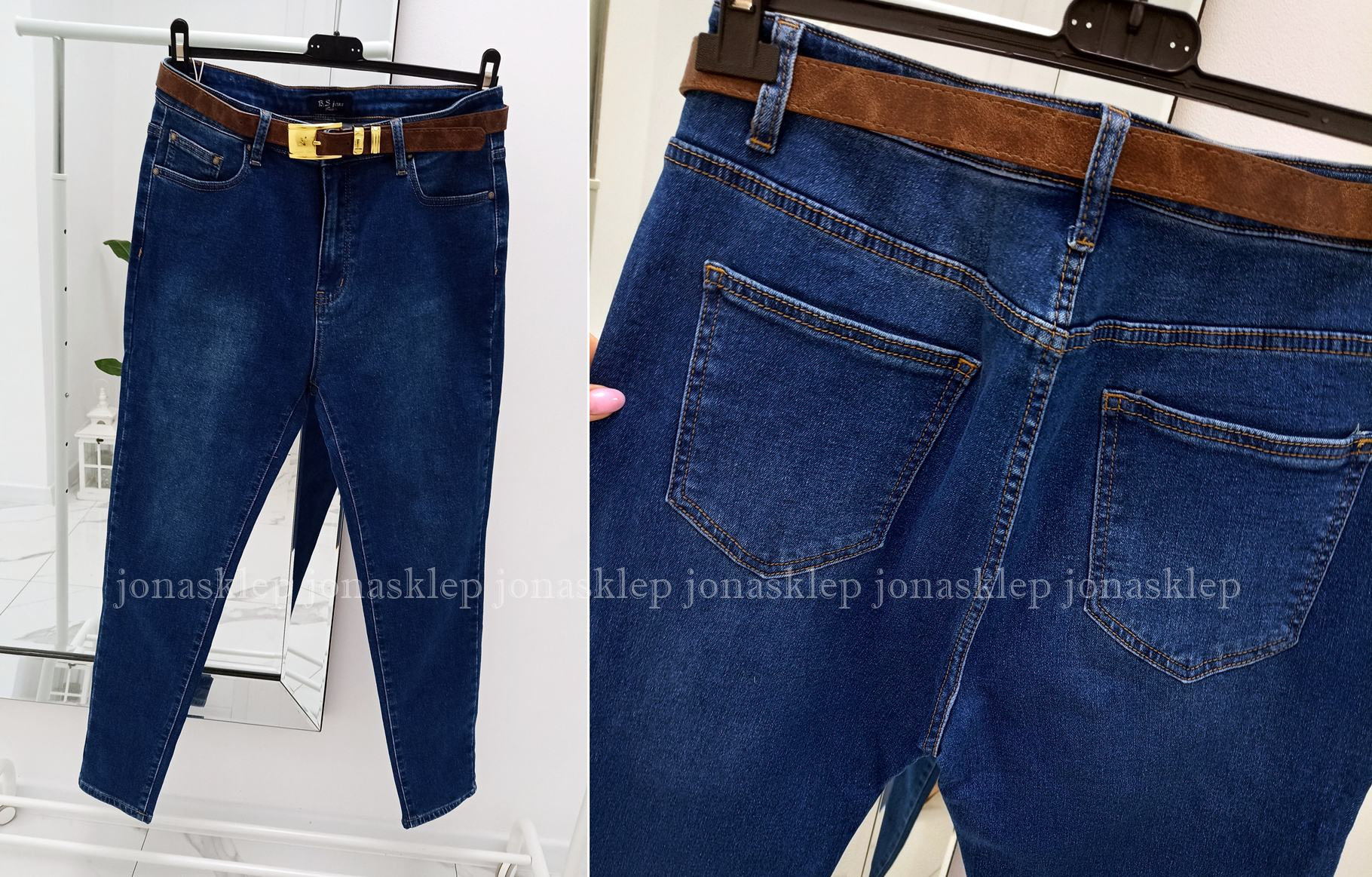 Premium jeansy DAMSKIE rurki push up blue PLUS SIZE