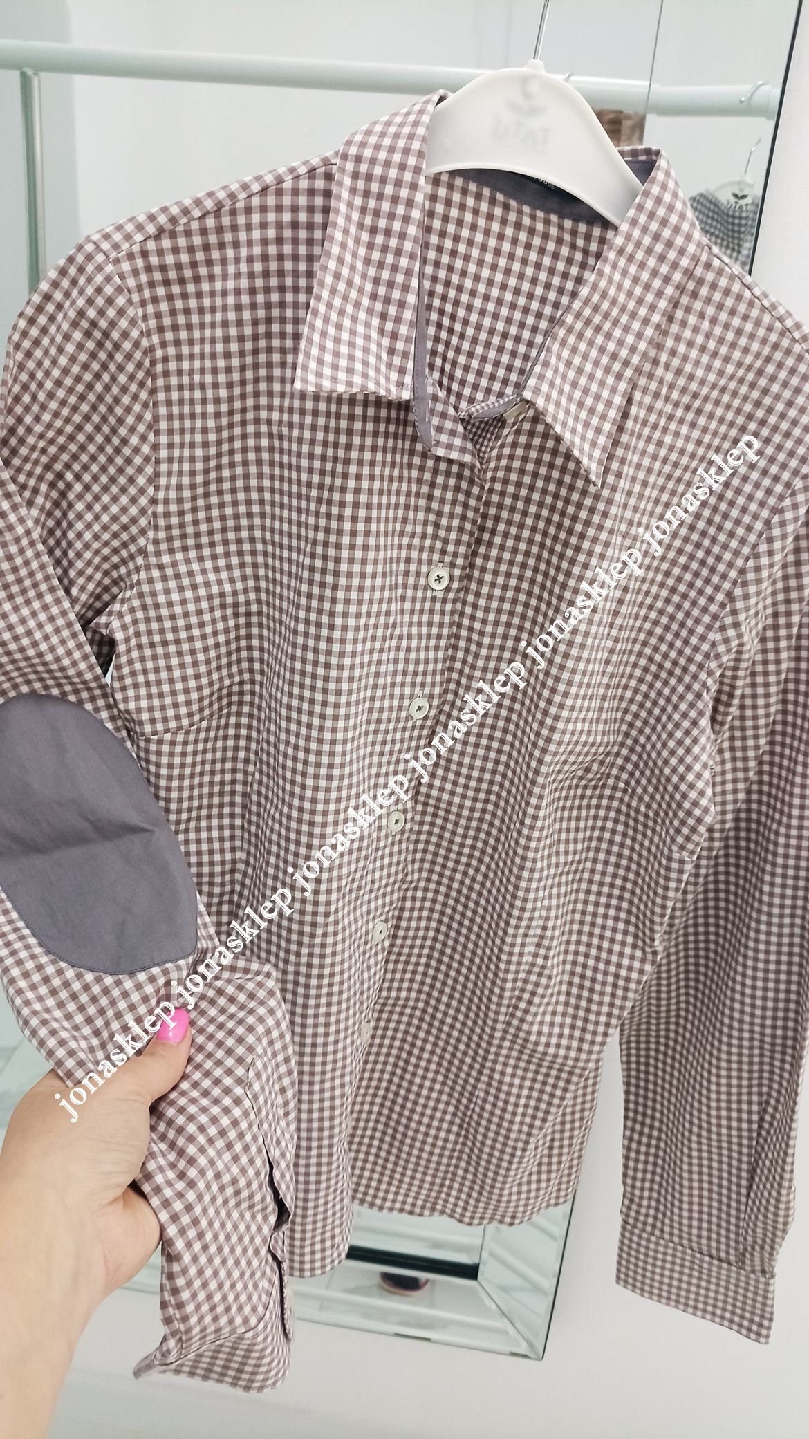 LUXURY elegancka koszula w kratkę GUZIKI Łaty