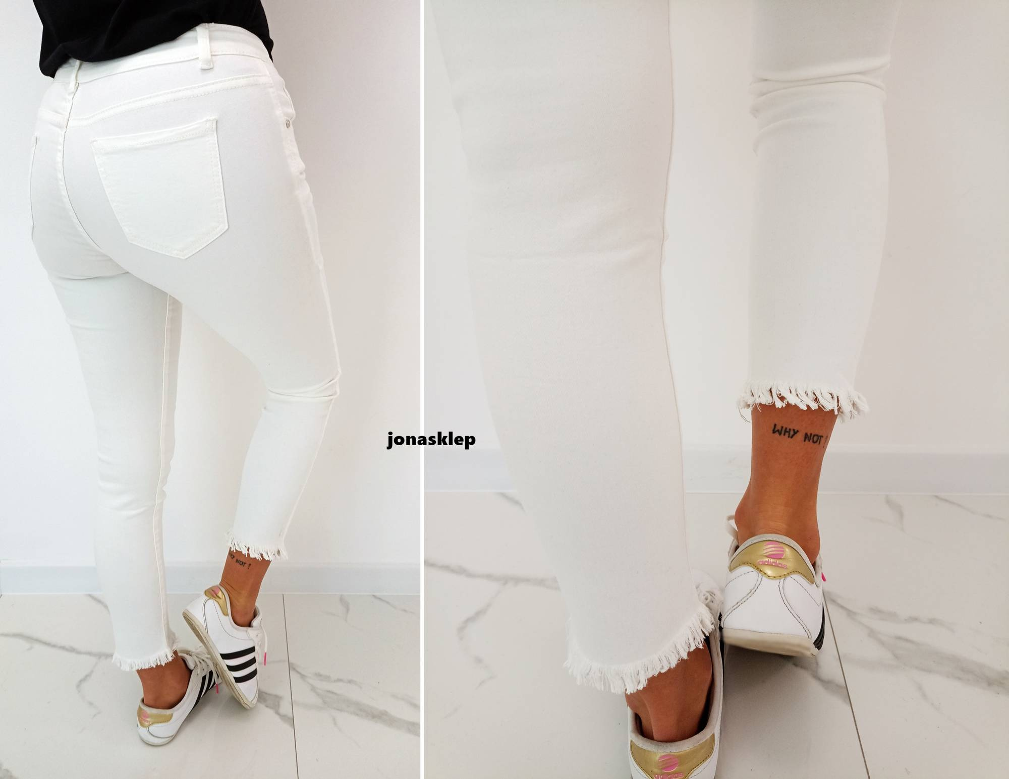 White białe rurki JEANSY damskie