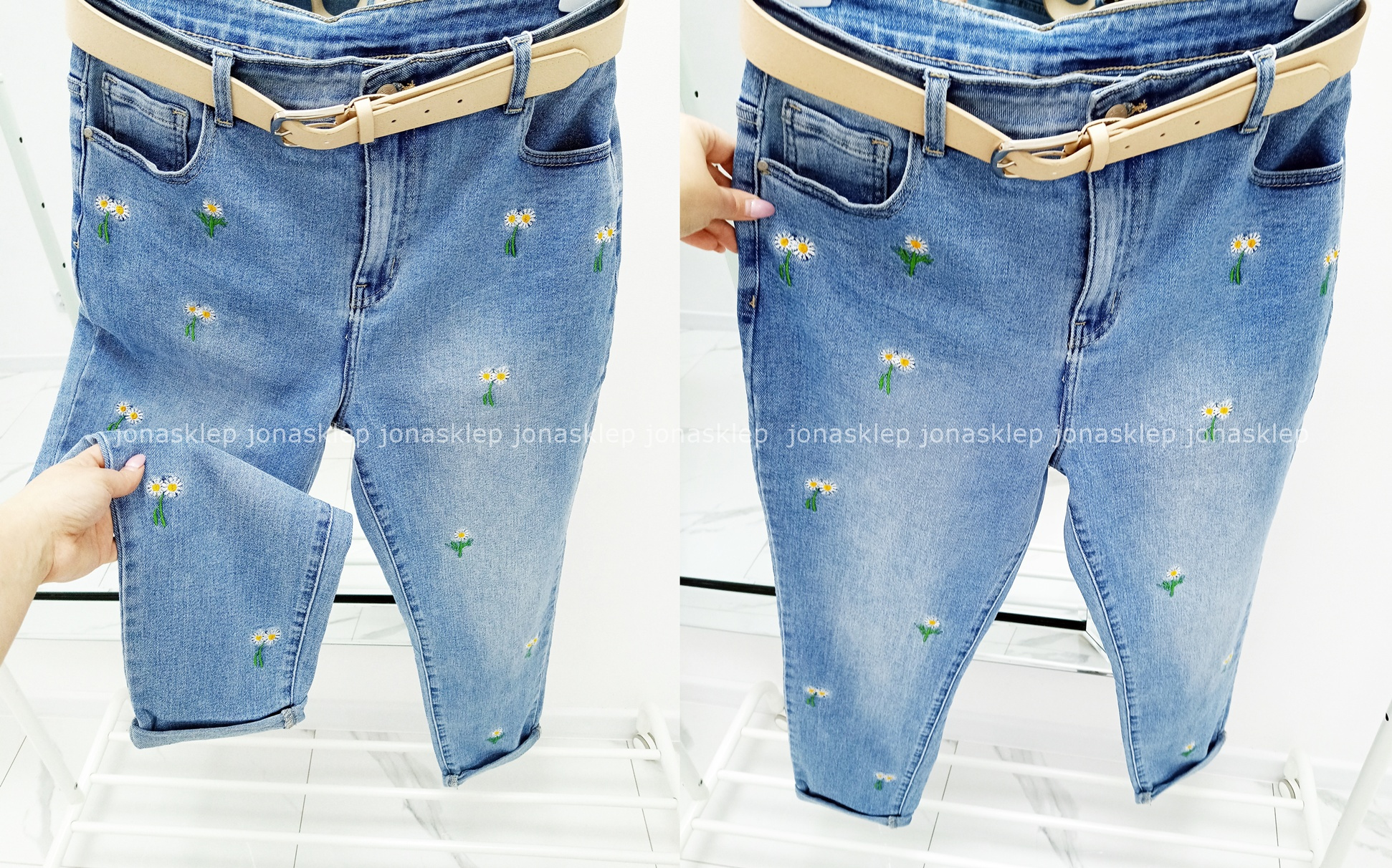 FLOWERS mom fit casual JASNE HAFT PLUS SIZE