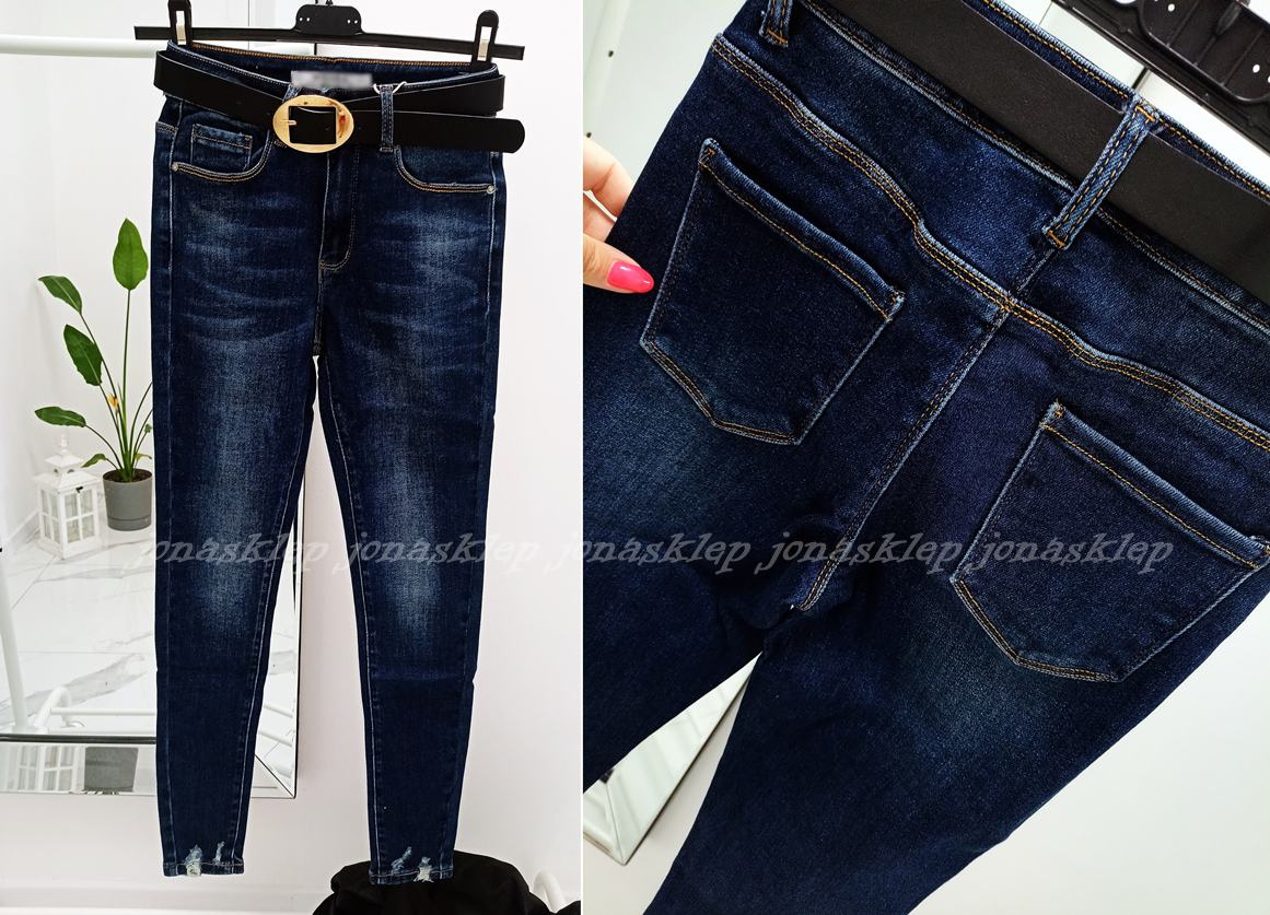 Dark jeans classic jeansy DAMSKIE rurki przetarcia