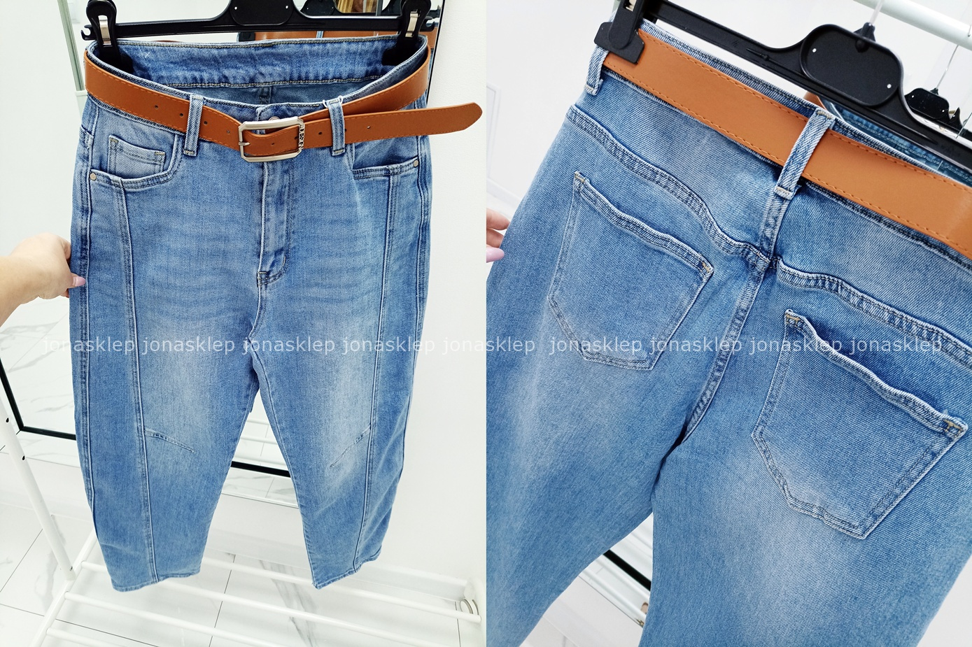 BALLON casual baggy JASNE przeszycia PLUS SIZE pasek