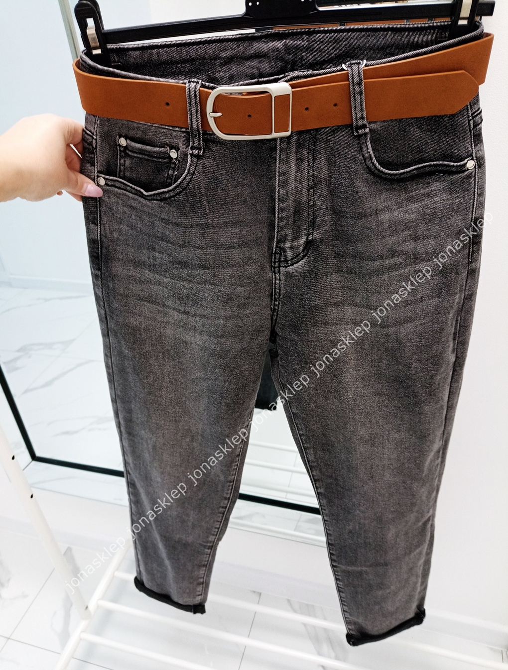 MAYBE mom fit casual GRAY baggy PLUS SIZE pasek