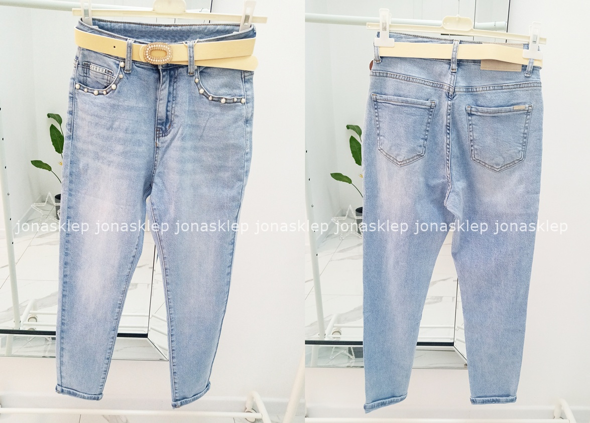 PAPERBAG JEANS new look LUŹNE perły mom fit pasek