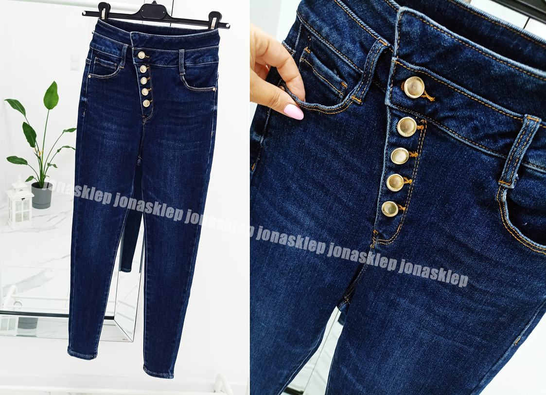 Jeansy damskie z guzikami rurki DARK