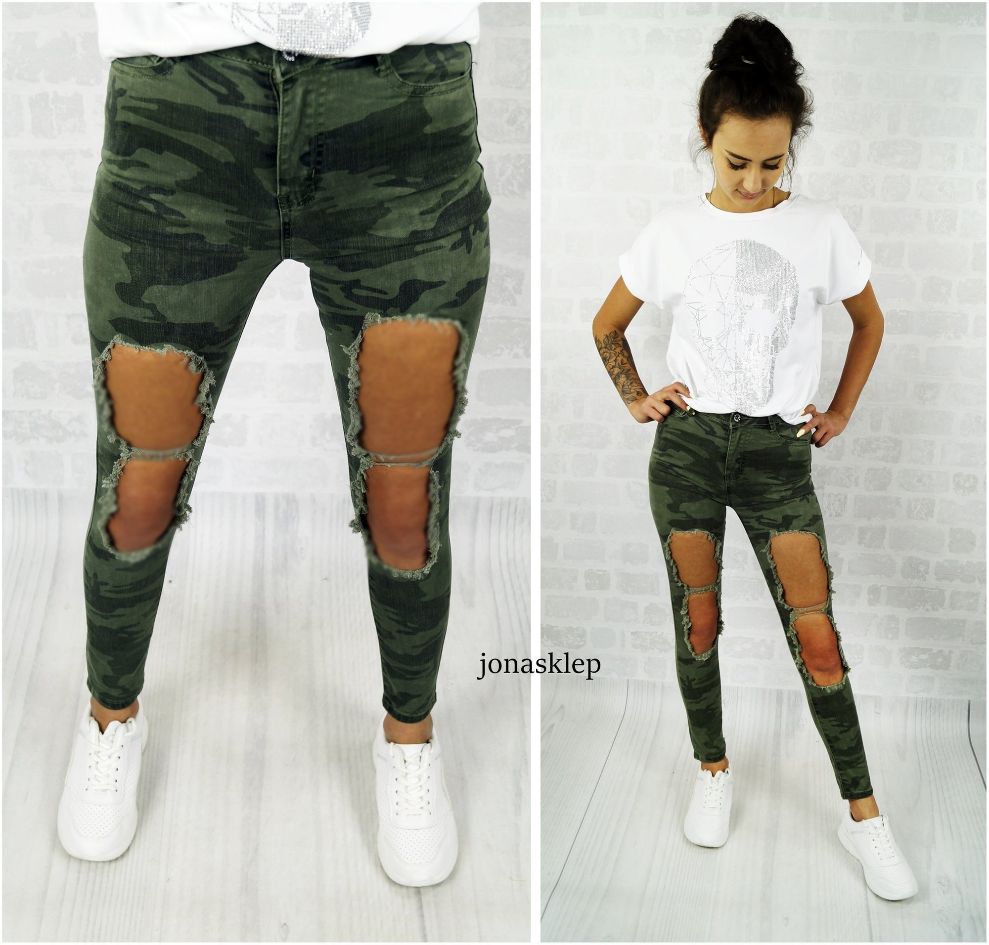 MORO HOLES DZIURY SKINNY militarne