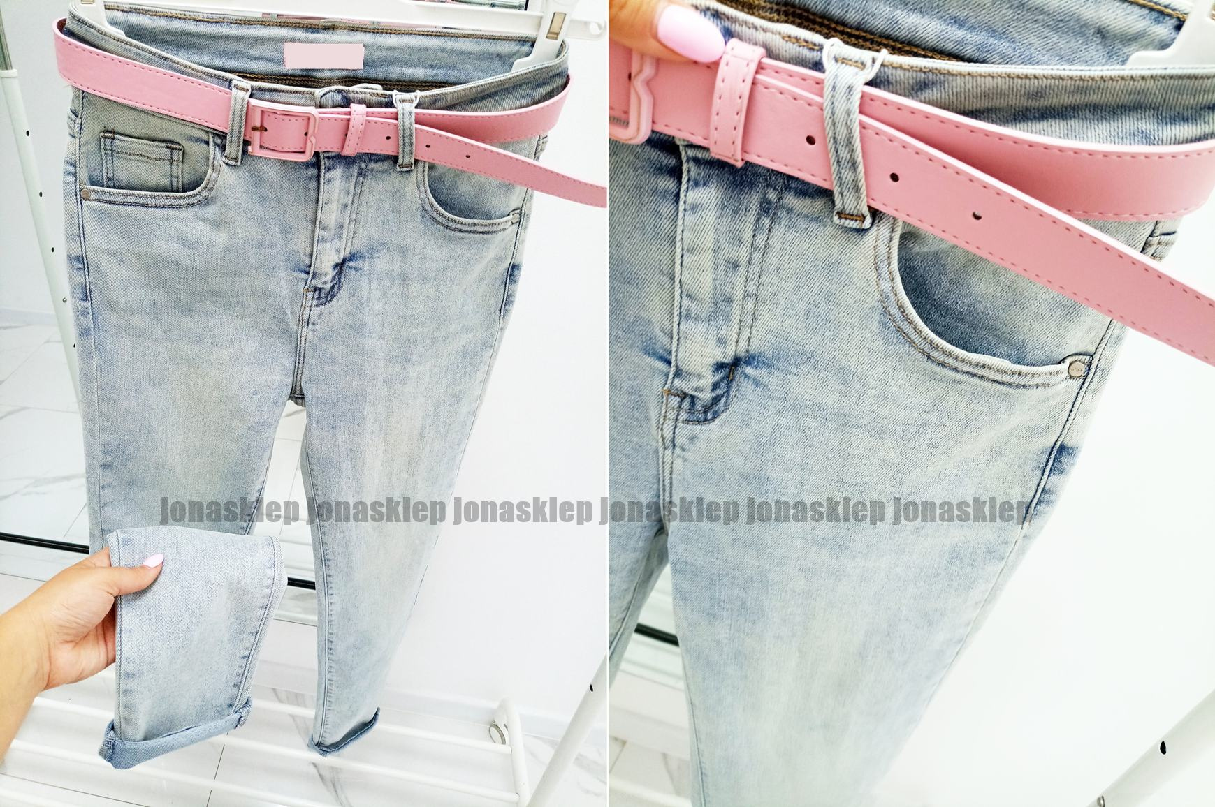 Jeansy serce PINK casual jasne PLUS SIZE heart