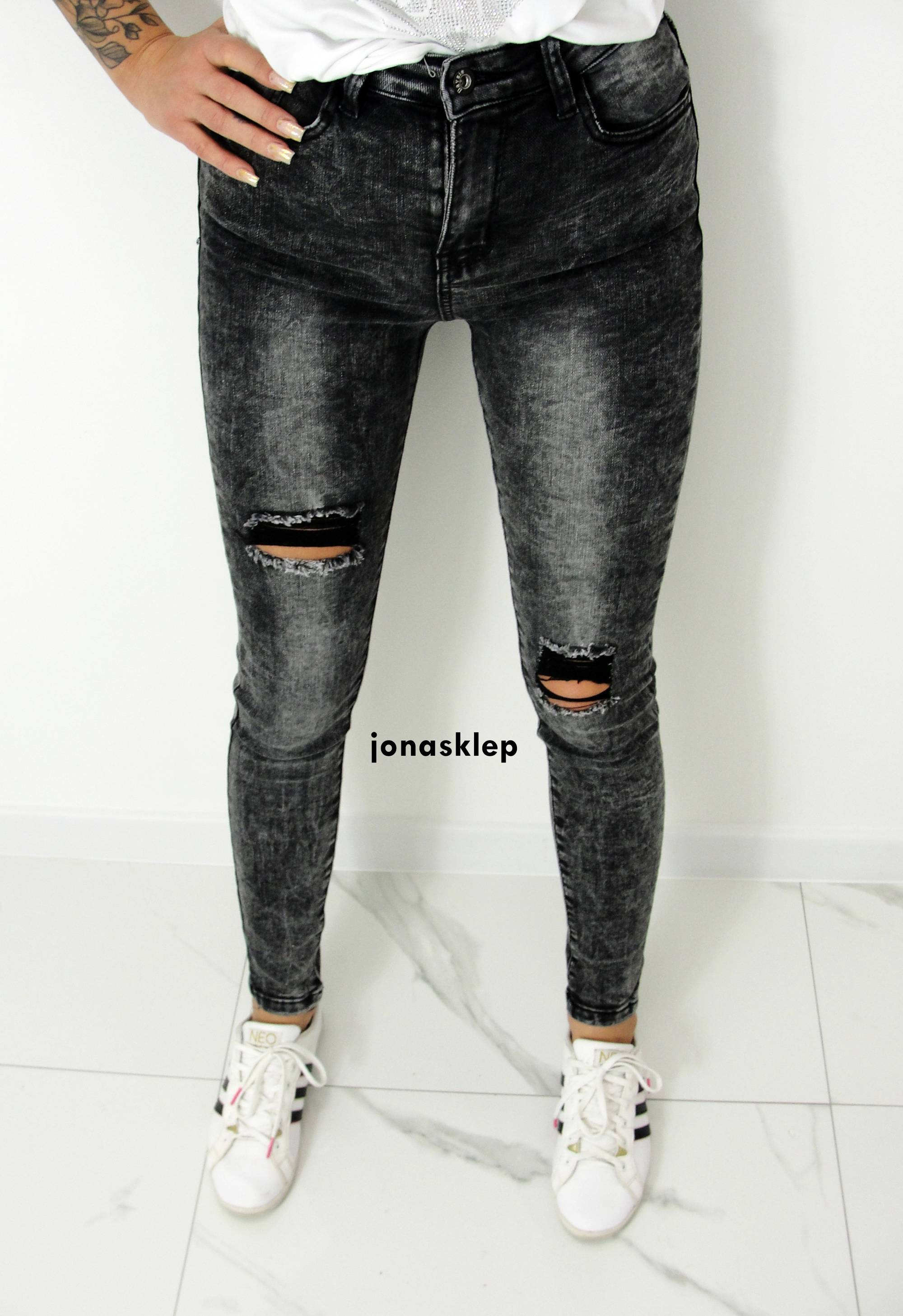 Jeans DZIURY black RURKI vintage 