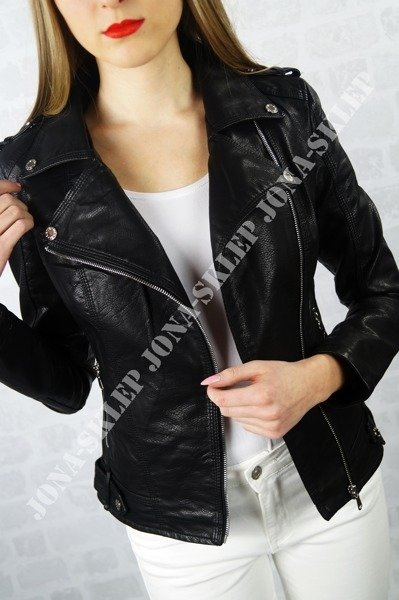 Black skórzana ramoneska