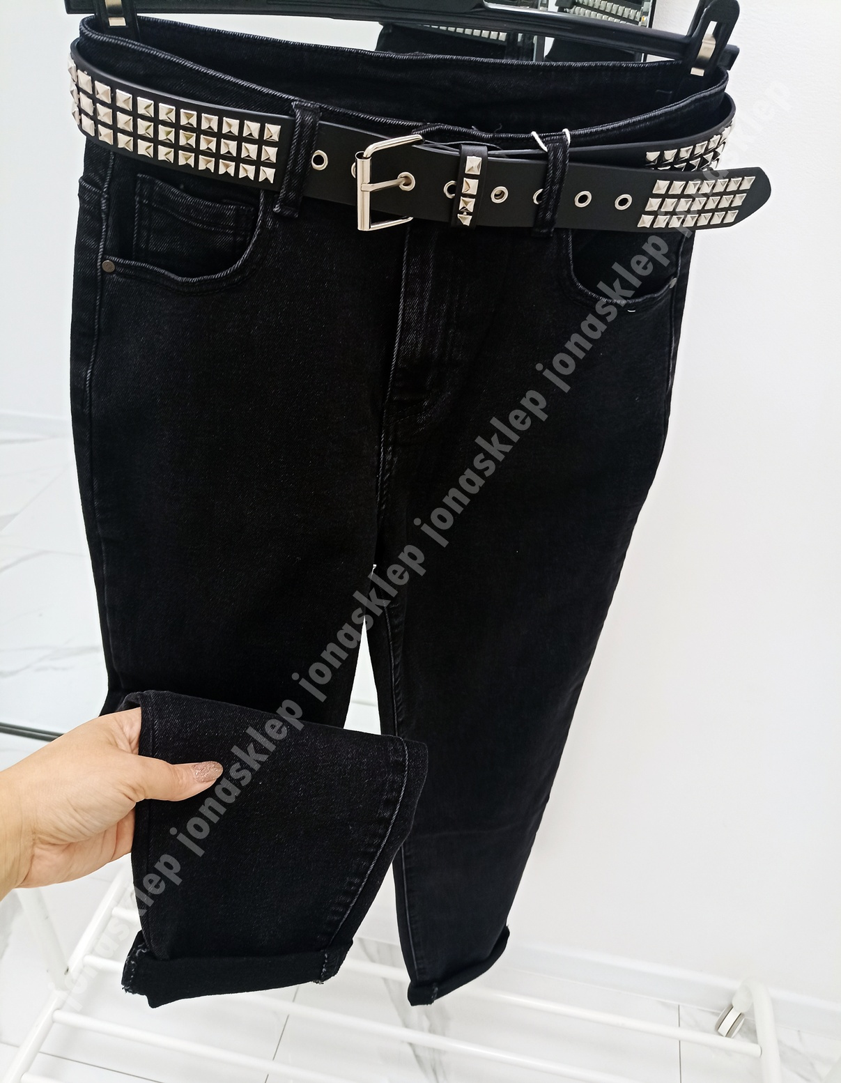 MAYBE mom fit casual BLACK czarne baggy PLUS SIZE