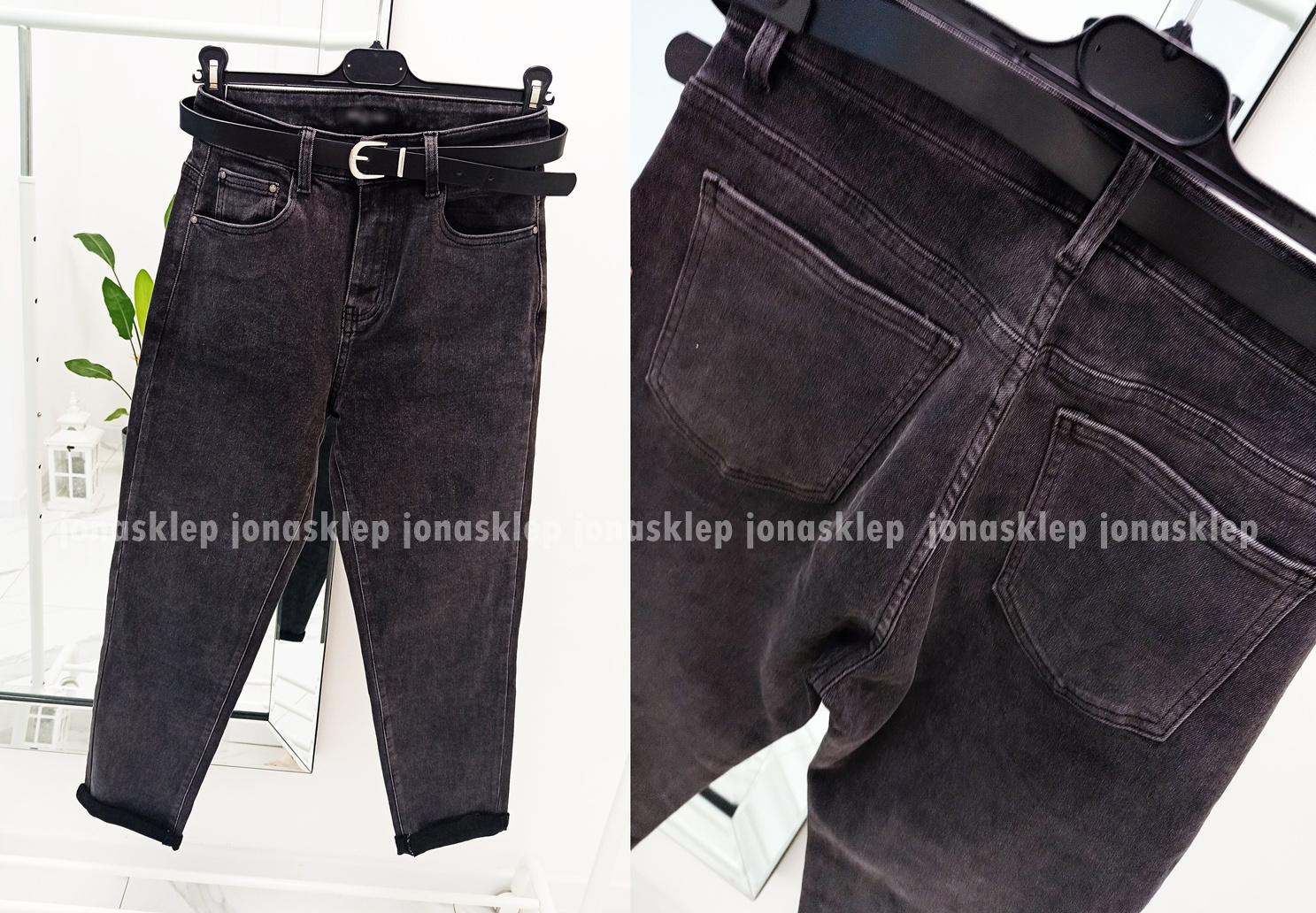 Boyfriend luźne jeansy baggy PASEK PLUS SIZE