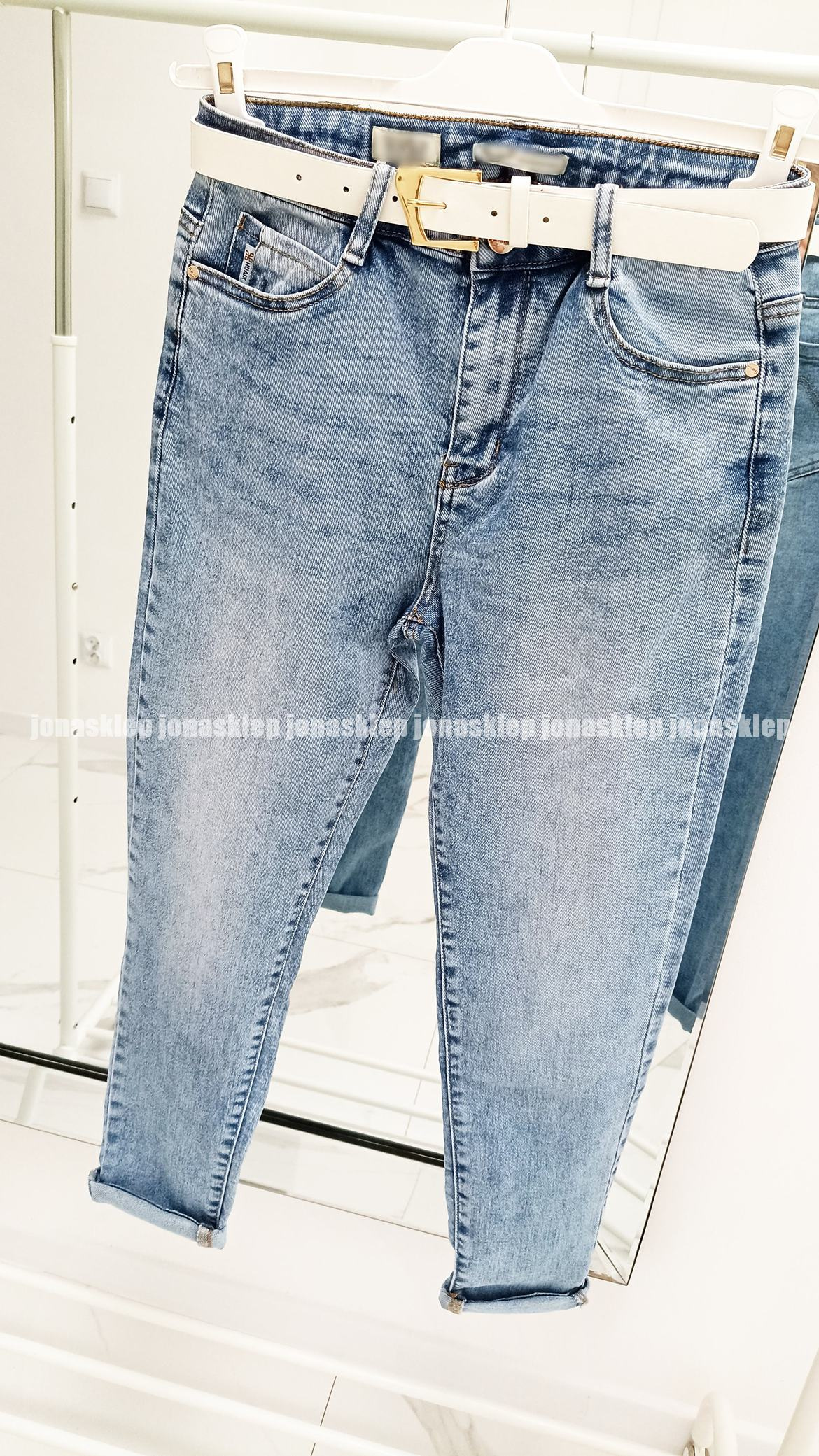 Jeansy damskie VINTAGE marmur PLUS SIZE