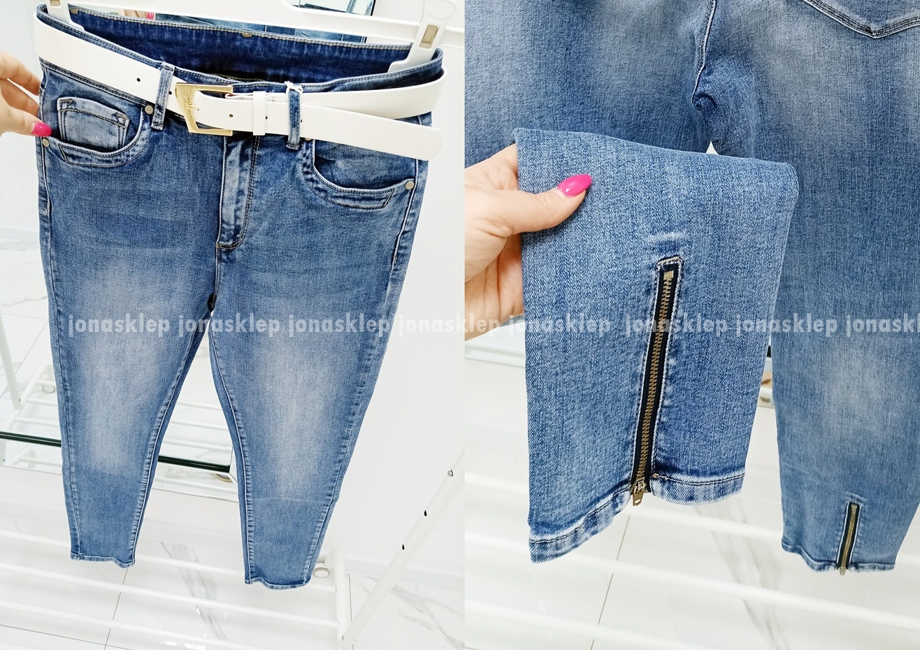 Jasne spodnie z Zamkami slim fit zip PLUS SIZE