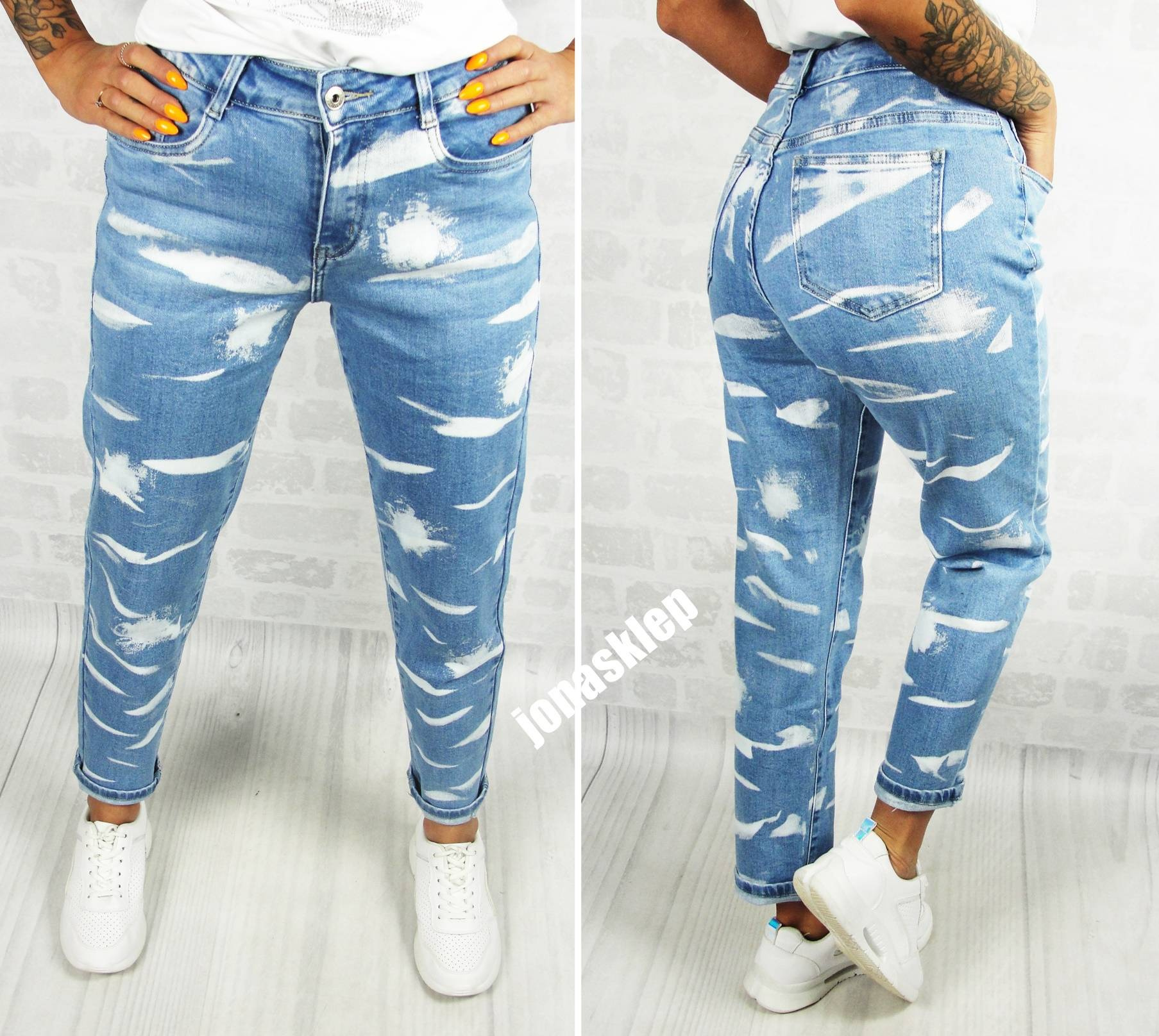 BAGGY jeansy print Nadruk PREMIUM