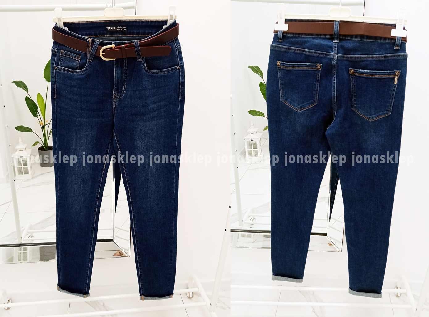 Ciemne spodnie MOM FIT dark PLUS SIZE pasek