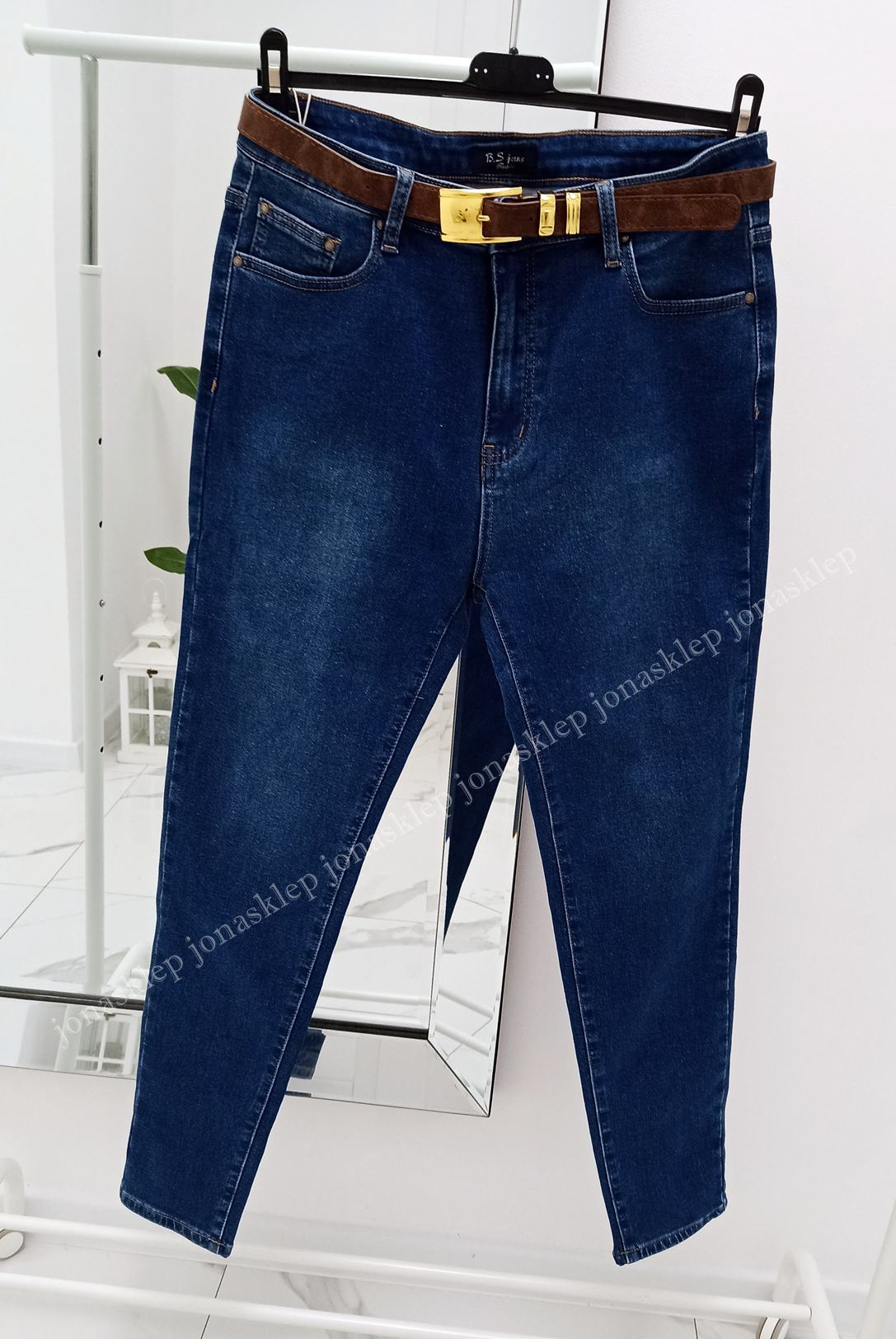 Premium jeansy DAMSKIE rurki push up blue PLUS SIZE