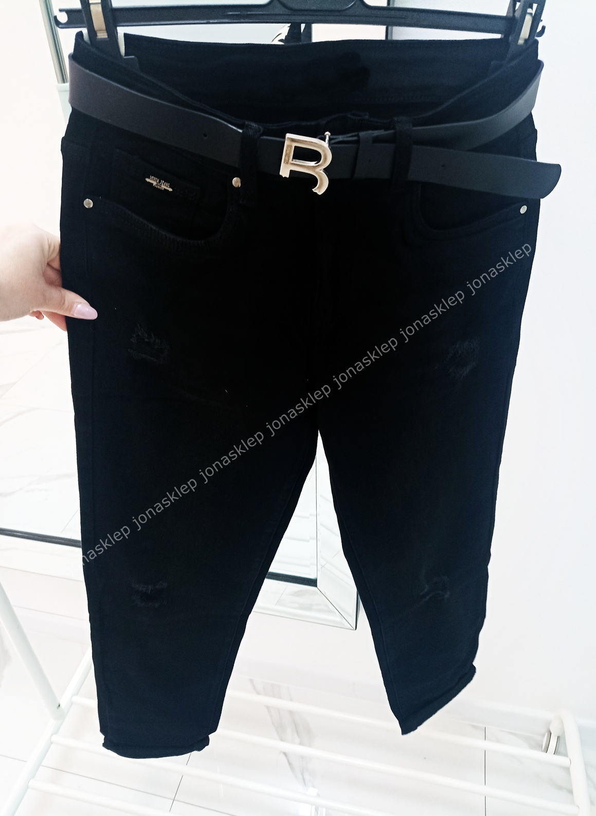 Czarne jeansy DZIURY BLACK mom fit PLUS SIZE 